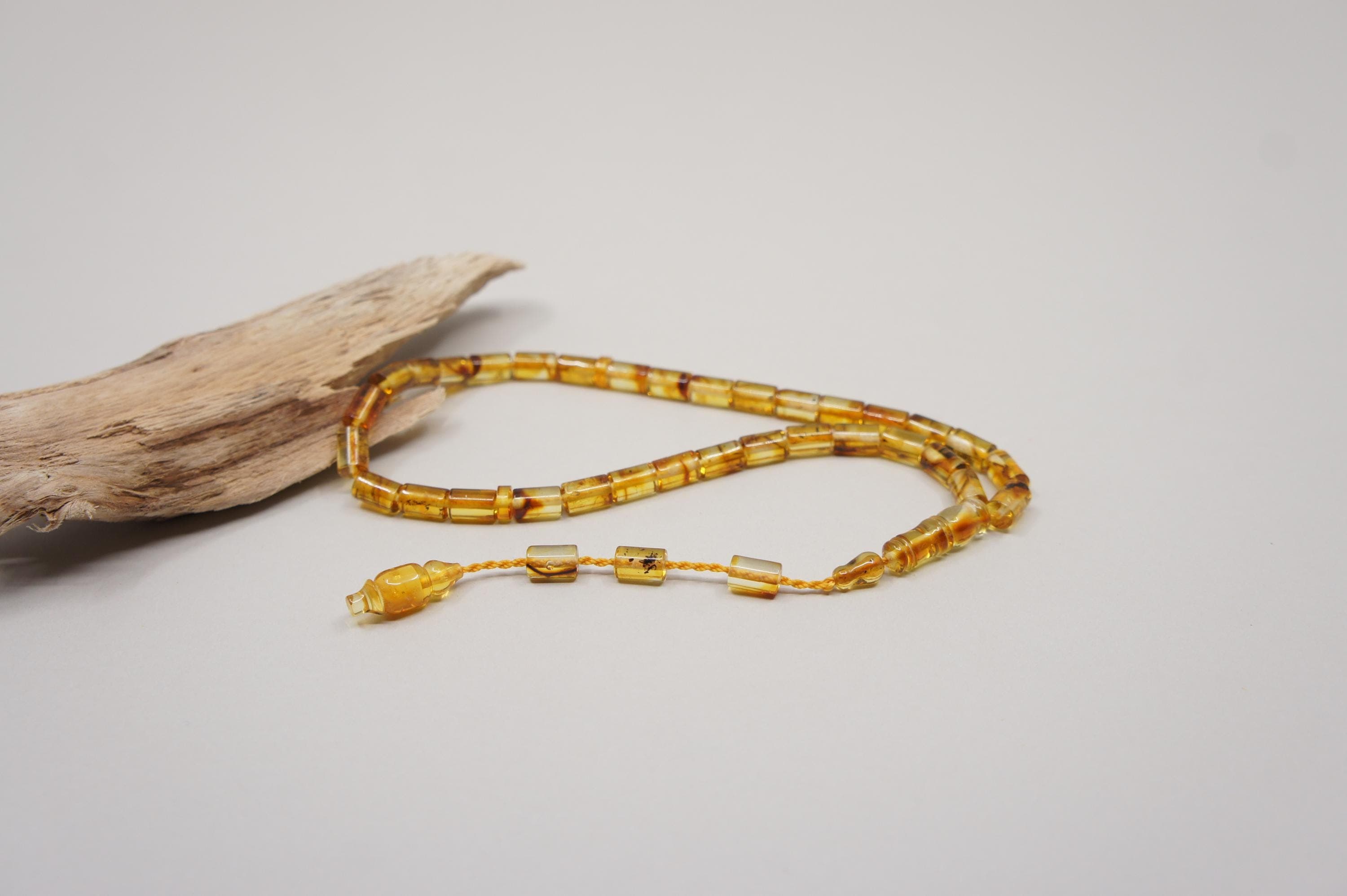 Natural Baltic Amber Islamic Prayer 33 Capsule Beads, Muslim Tasbih Misbaha, Handmade Rosary #1883