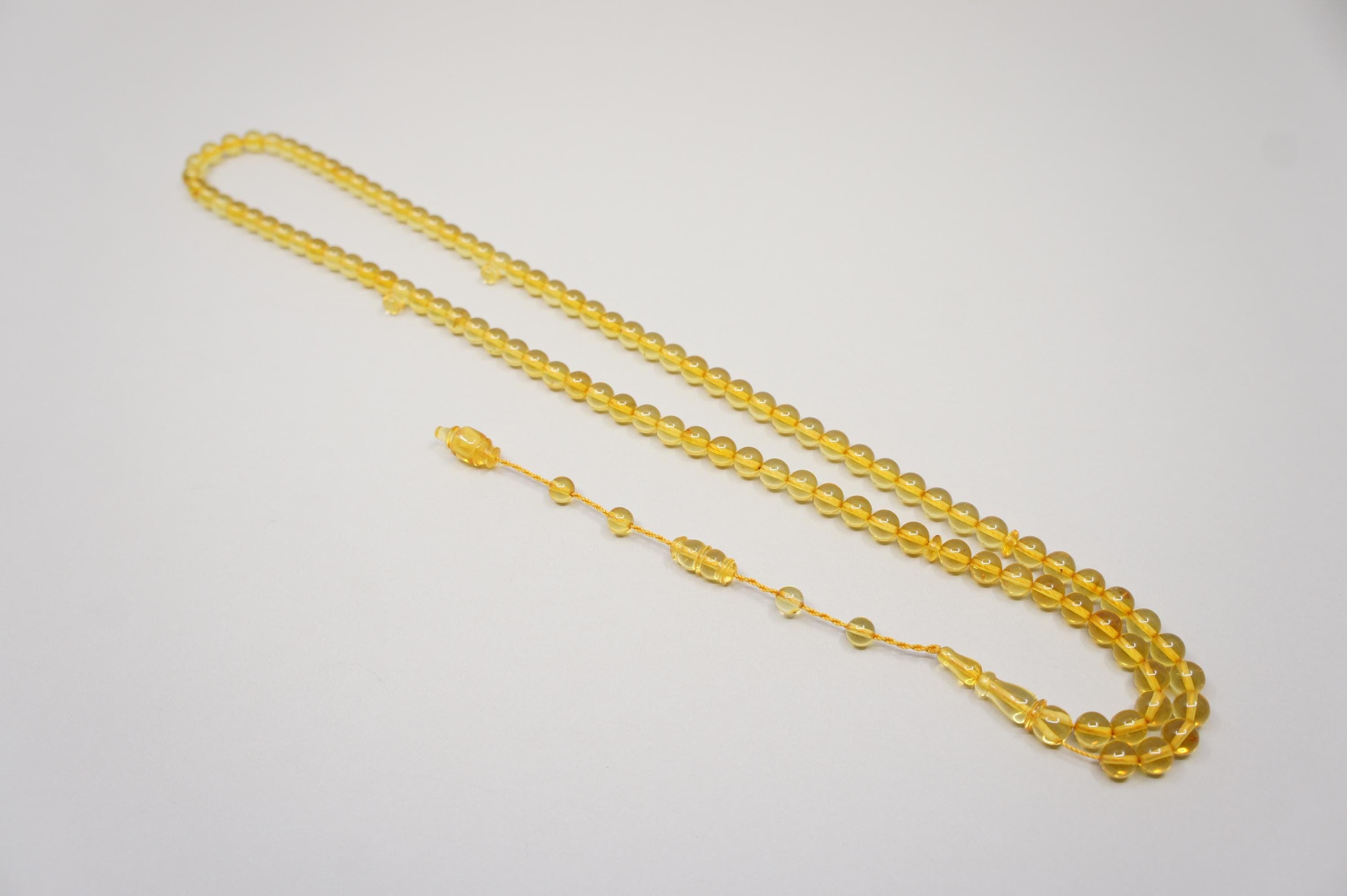 Baltic Amber Islamic Prayer 99 Round Beads: Handmade, Muslim Tasbih Misbaha Rosary #2556 - image 3