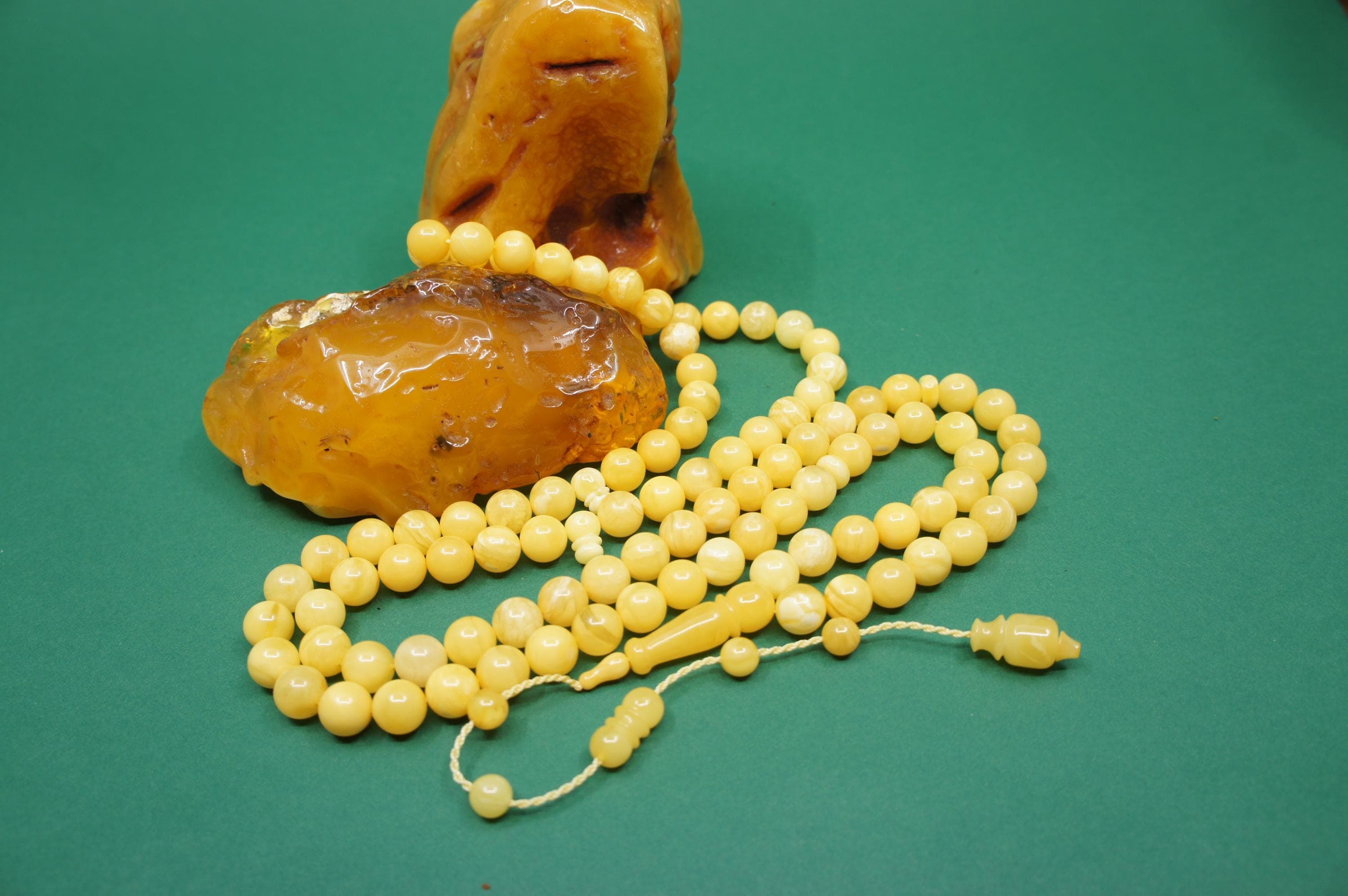 Islamic Natural Baltic Amber Prayer 99 Round Beads, Muslim Tasbih Misbaha, Handmade Rosary #2991 - image 4