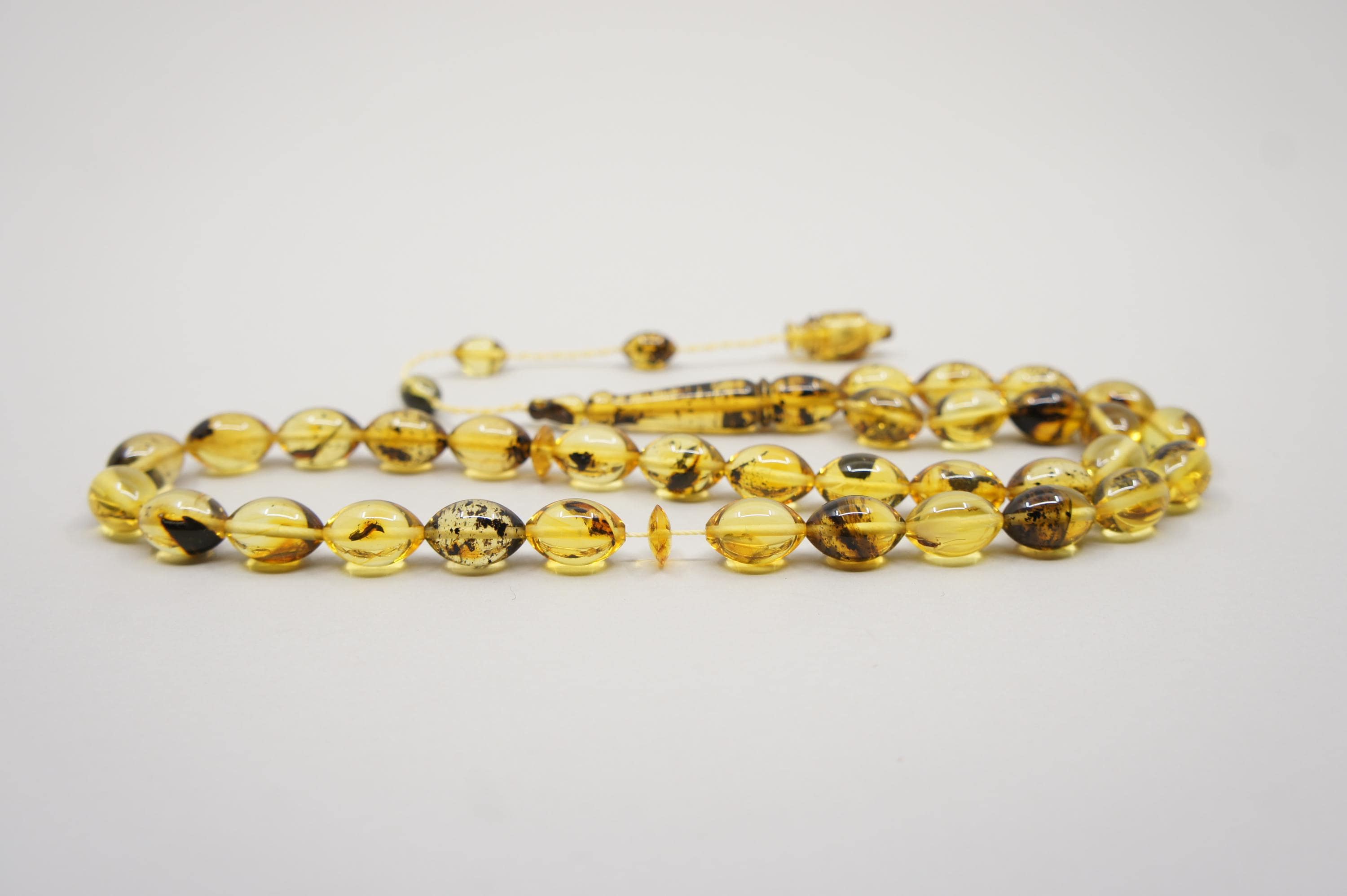 Islamic Natural Baltic Amber Prayer 33 Olive Beads, Muslim Tasbih Misbaha, Handmade Rosary #1743 - image 4