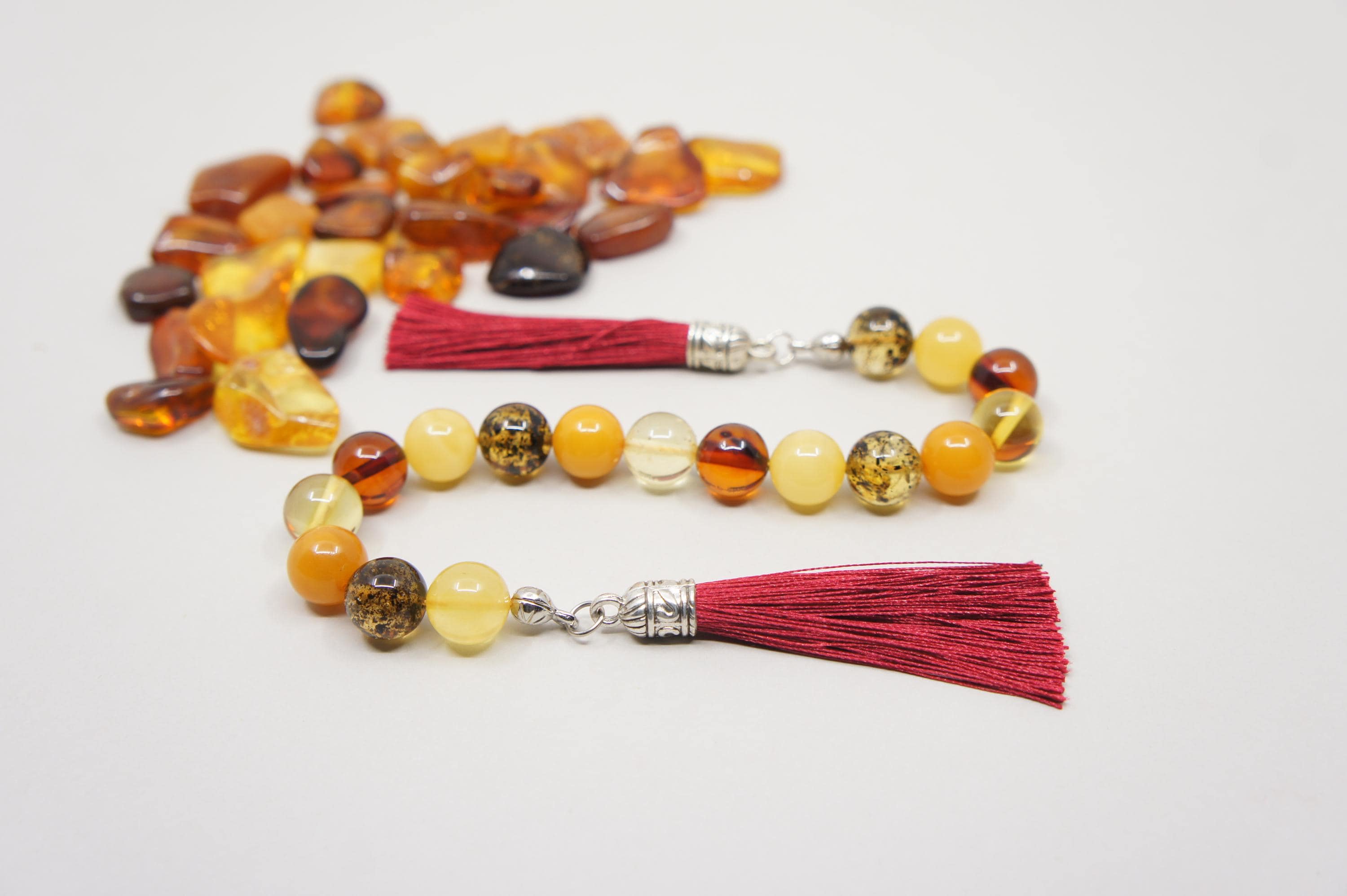 Islamic Natural Baltic Amber Prayer 17 Round Beads, Muslim Tasbih, Misbaha, Zaza Model #2170