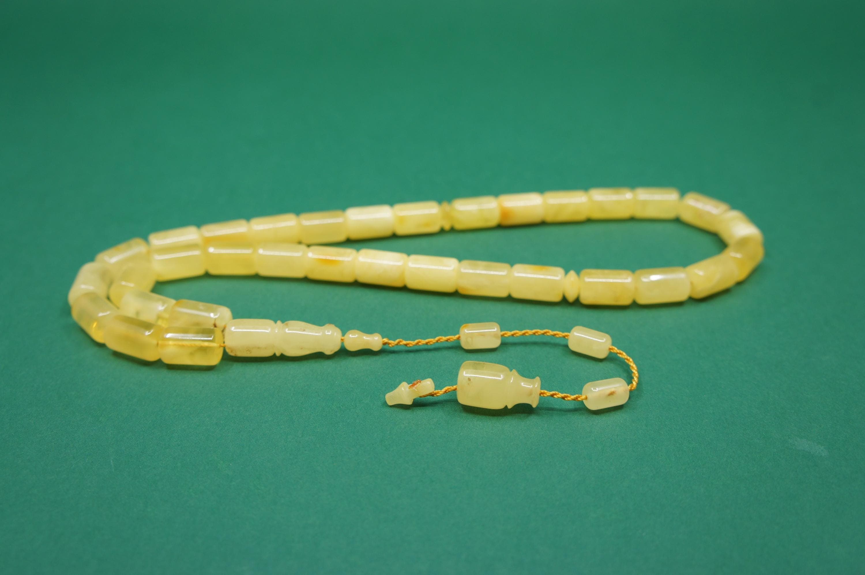 Islamic Natural Baltic Amber Prayer 33 Capsule Beads, Handmade Muslim Tasbih Misbaha Rosary #2736 - image 3