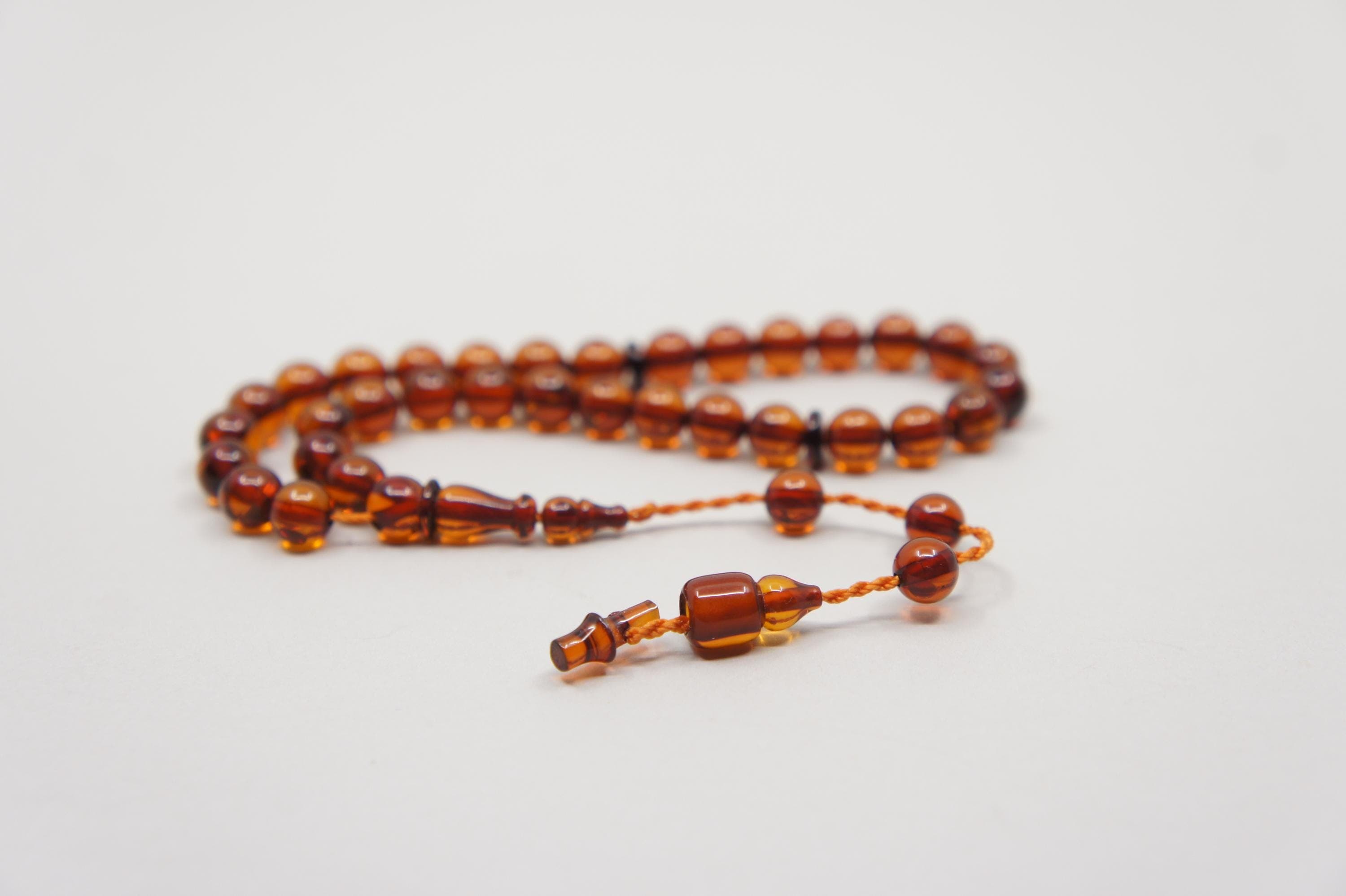 Islamic Natural Baltic Amber Prayer 33 Round Beads, Muslim Tasbih Misbaha Rosary, Handmade #2533 - image 3