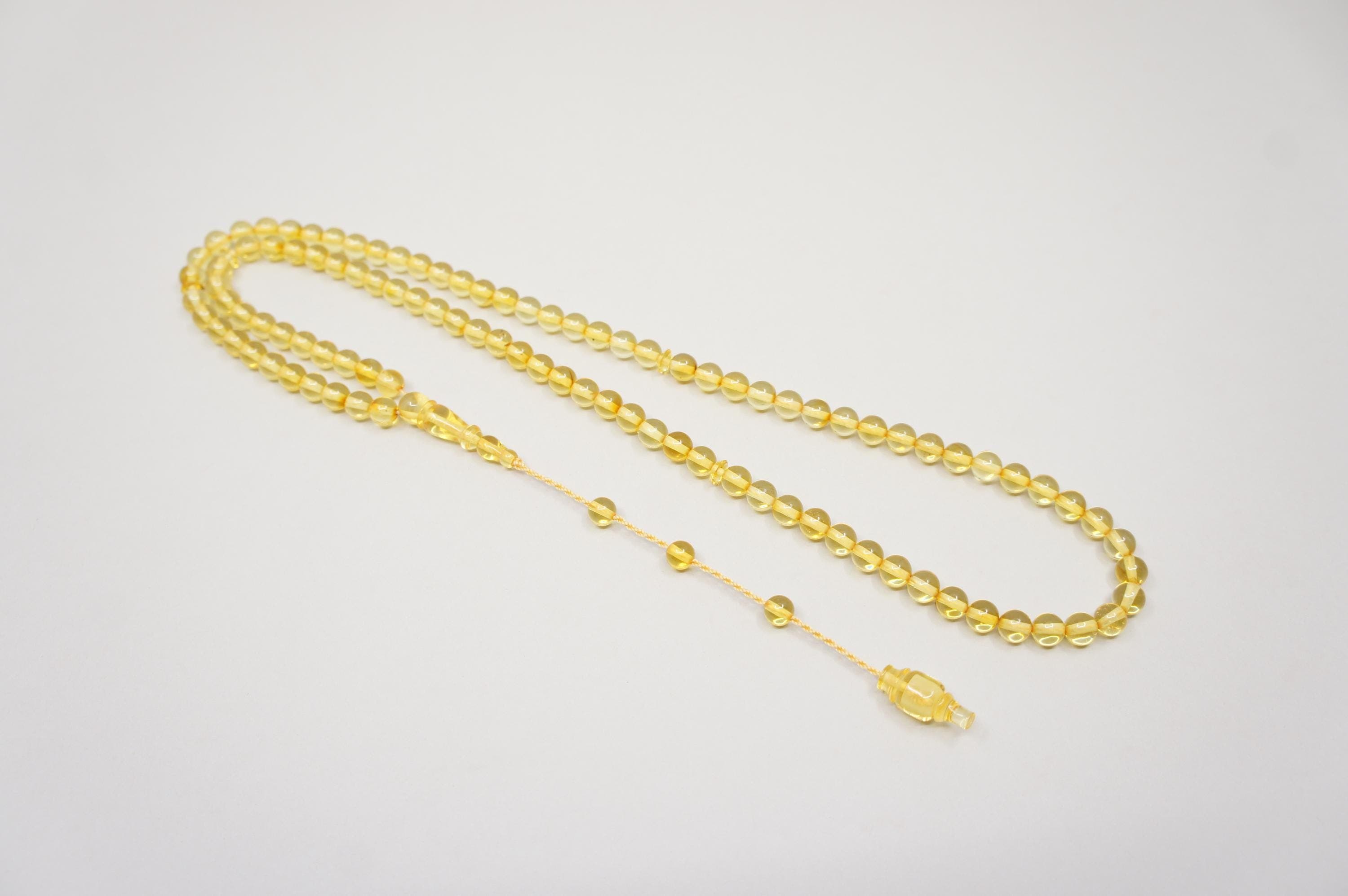 Islamic Natural Baltic Amber Prayer 33 Round Beads: Muslim Tasbih Misbaha, Handmade Rosary #1992 - image 5