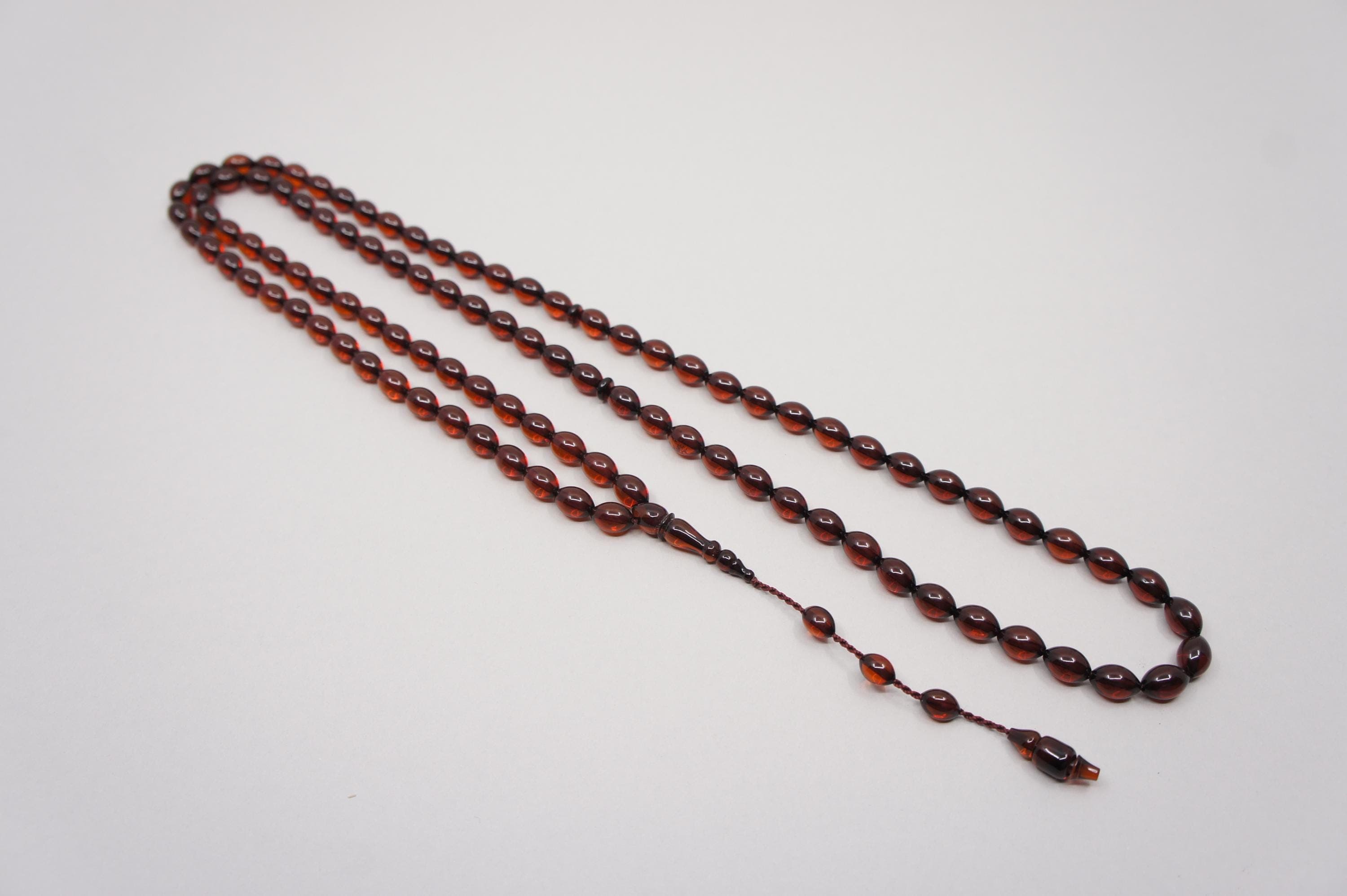 Islamic Baltic Amber Prayer 99 Olive Beads, Muslim Tasbih Misbaha, Handmade Rosary #2374 - image 5