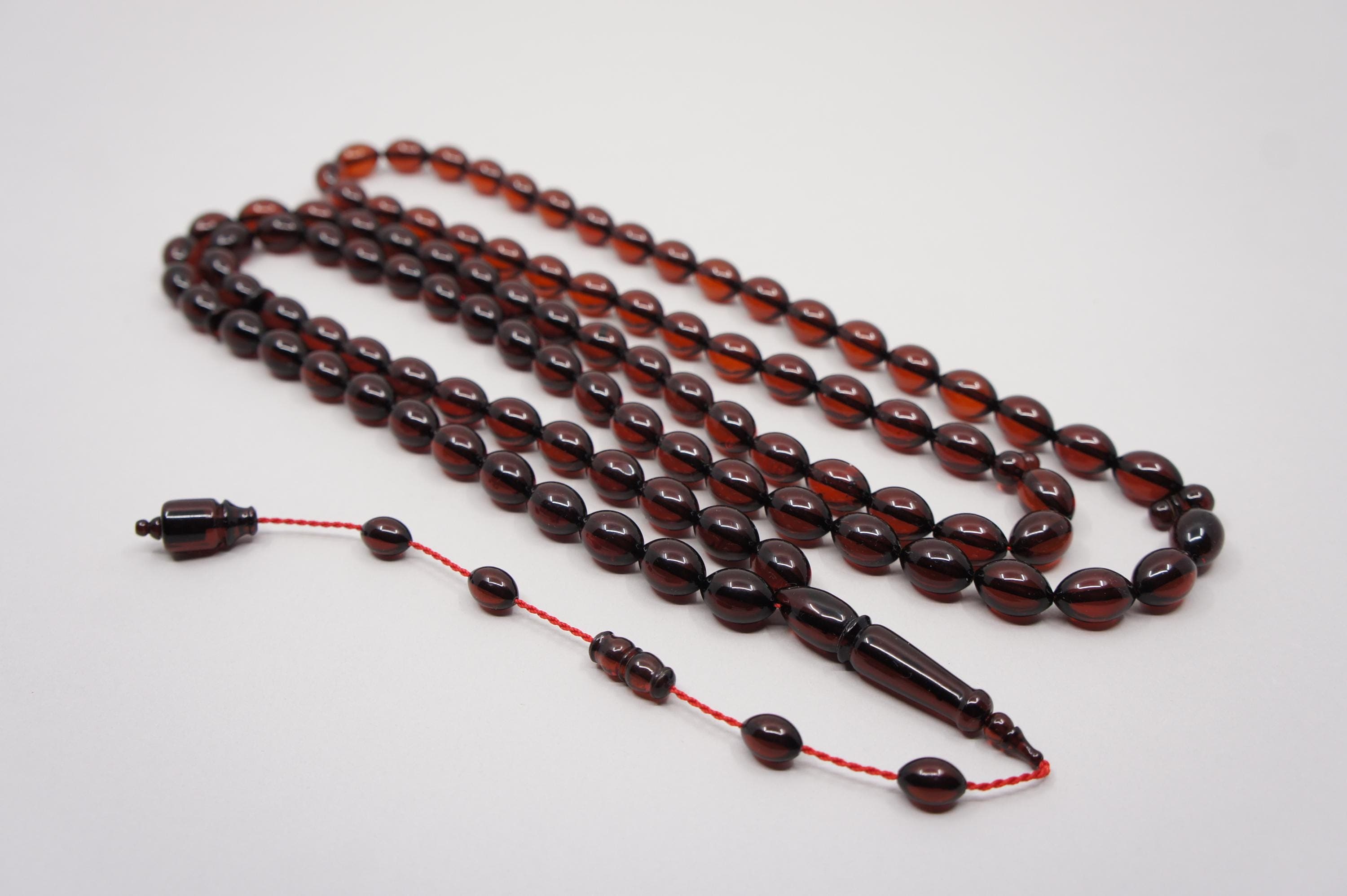 Islamic Natural Baltic Amber Prayer 99 Olive Beads, Muslim Tasbih Misbaha, Handmade Rosary #1986 - image 5