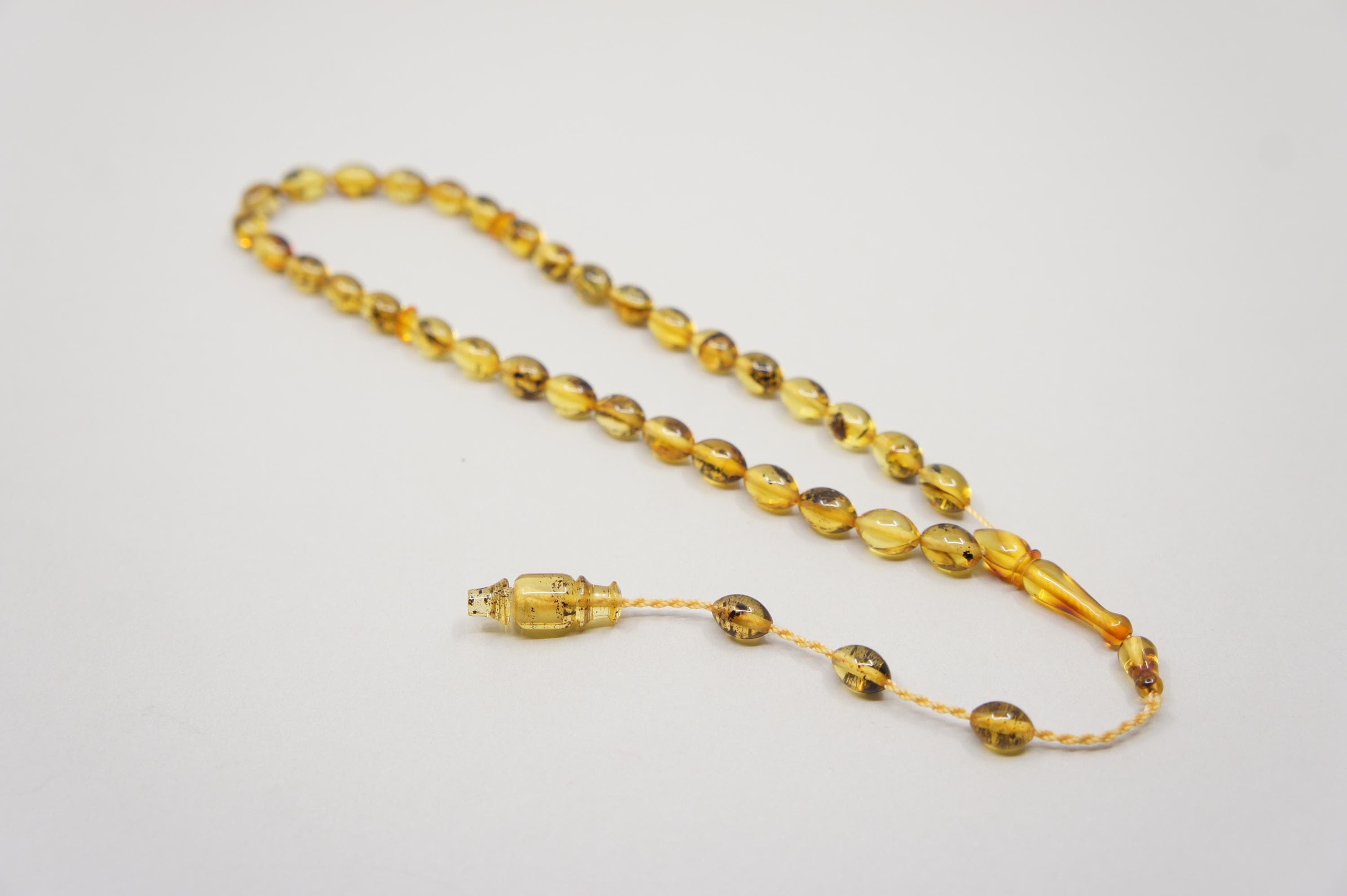 Islamic Natural Amber Prayer 33 Olive Beads, Muslim Tasbih Misbaha, Handmade Rosary #1744 - image 5