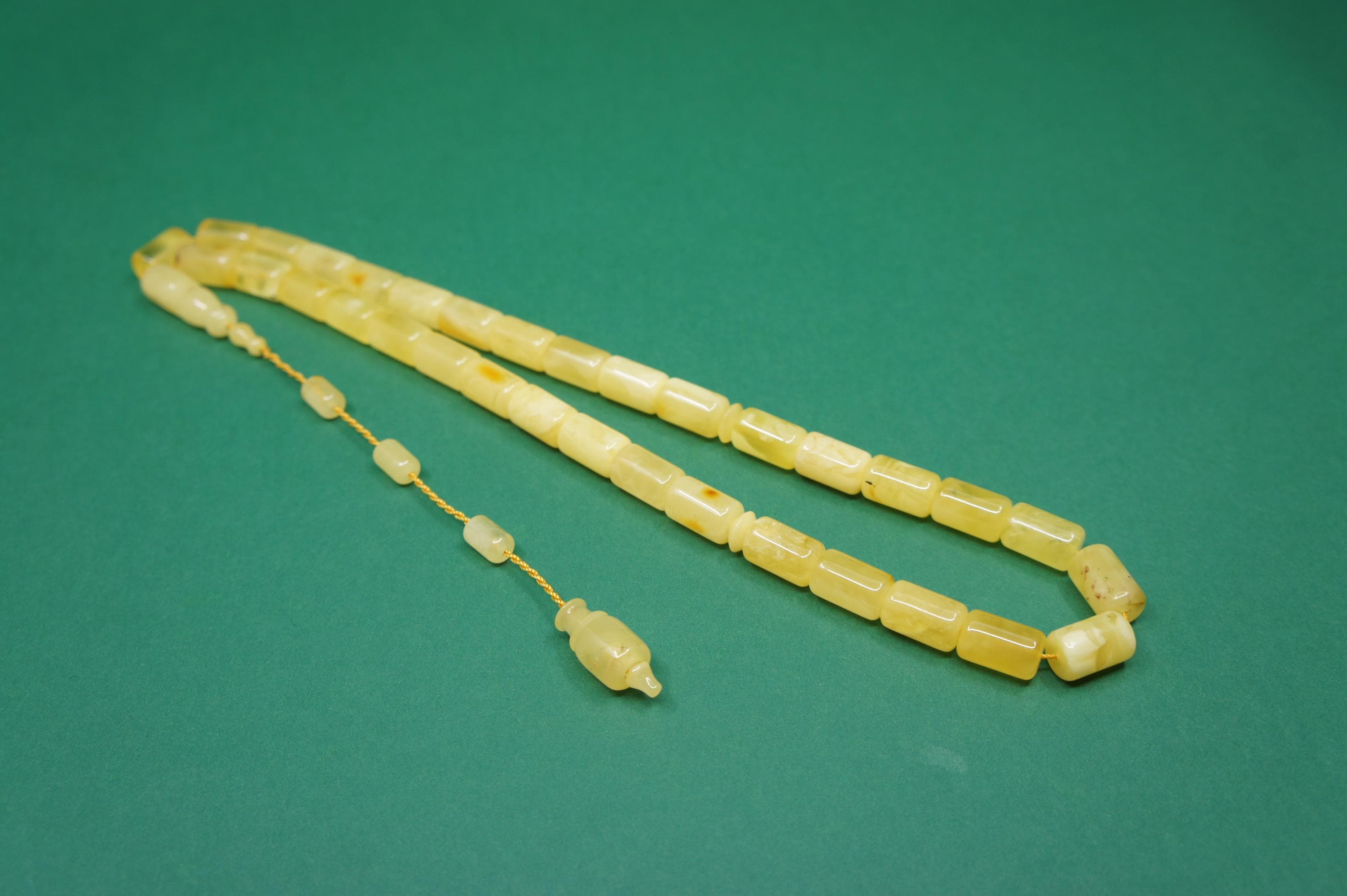 Islamic Natural Baltic Amber Prayer 33 Capsule Beads, Handmade Muslim Tasbih Misbaha Rosary #2736 - image 5