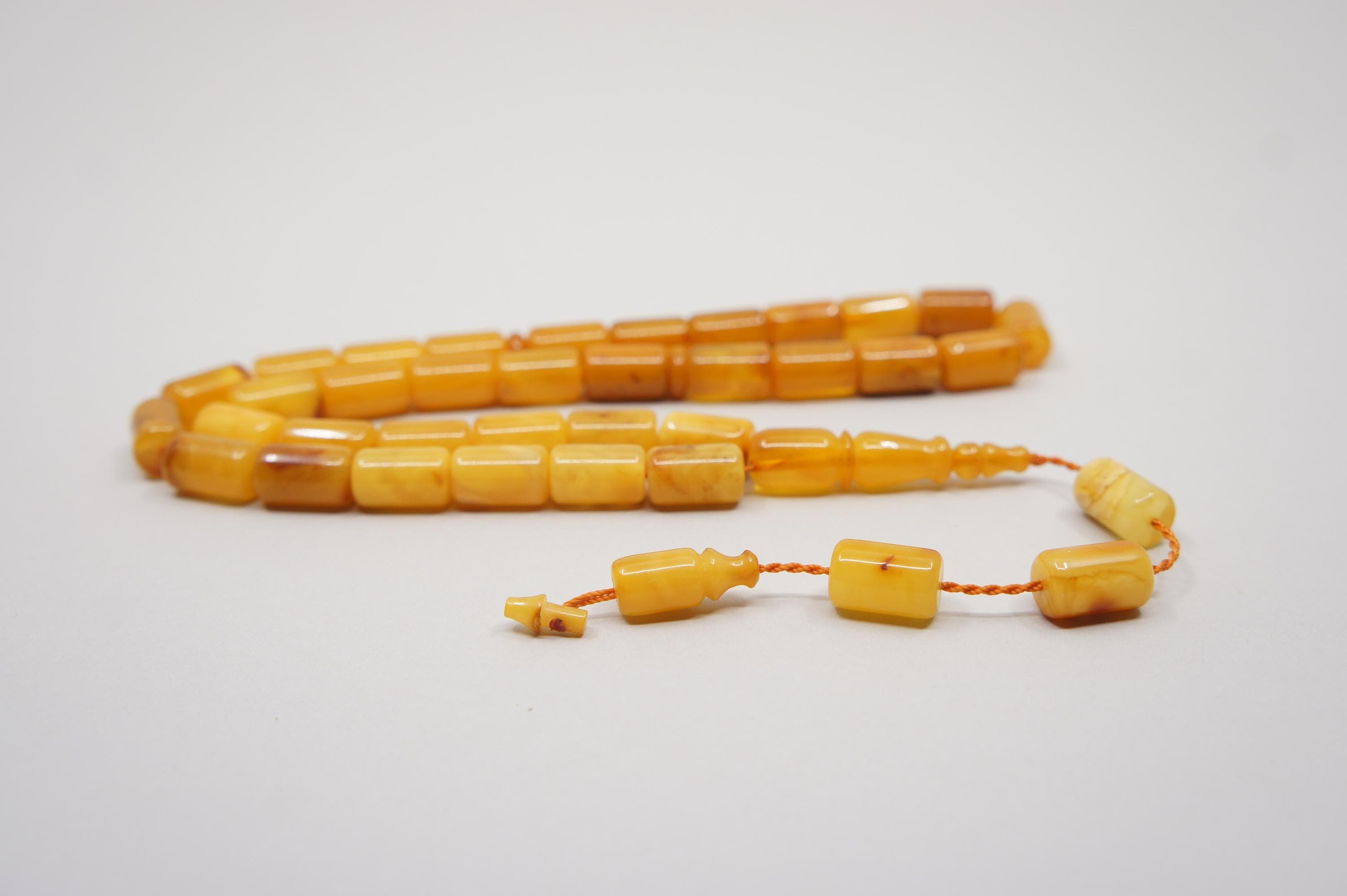 Islamic Natural Baltic Amber Prayer 33 Capsule Beads: Handmade Muslim Tasbih Misbaha Rosary #2255 - image 5