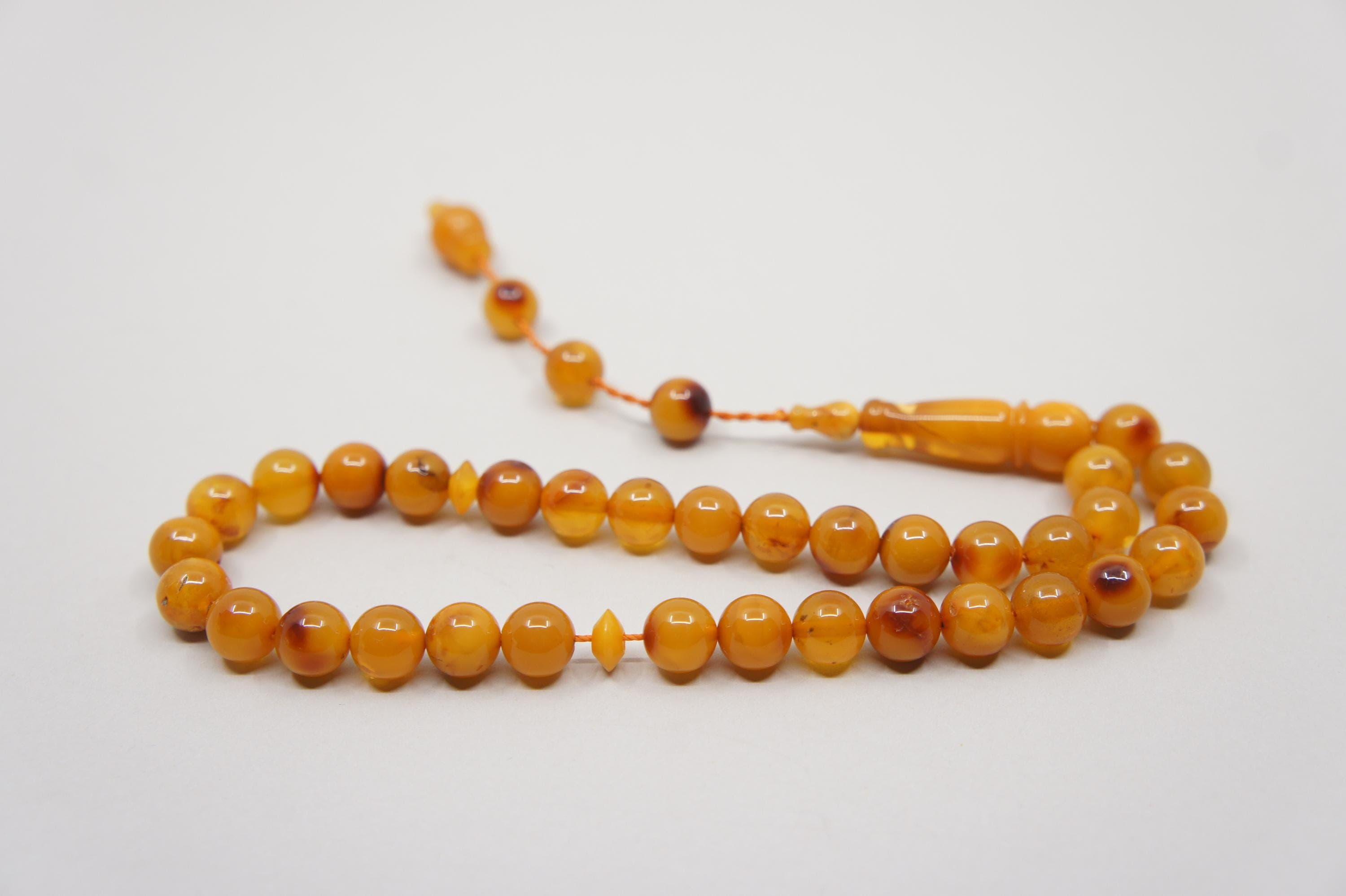 Islamic Natural Amber Prayer 33 Round Beads, Muslim Tasbih Misbaha, Handmade Rosary #1742 - image 5