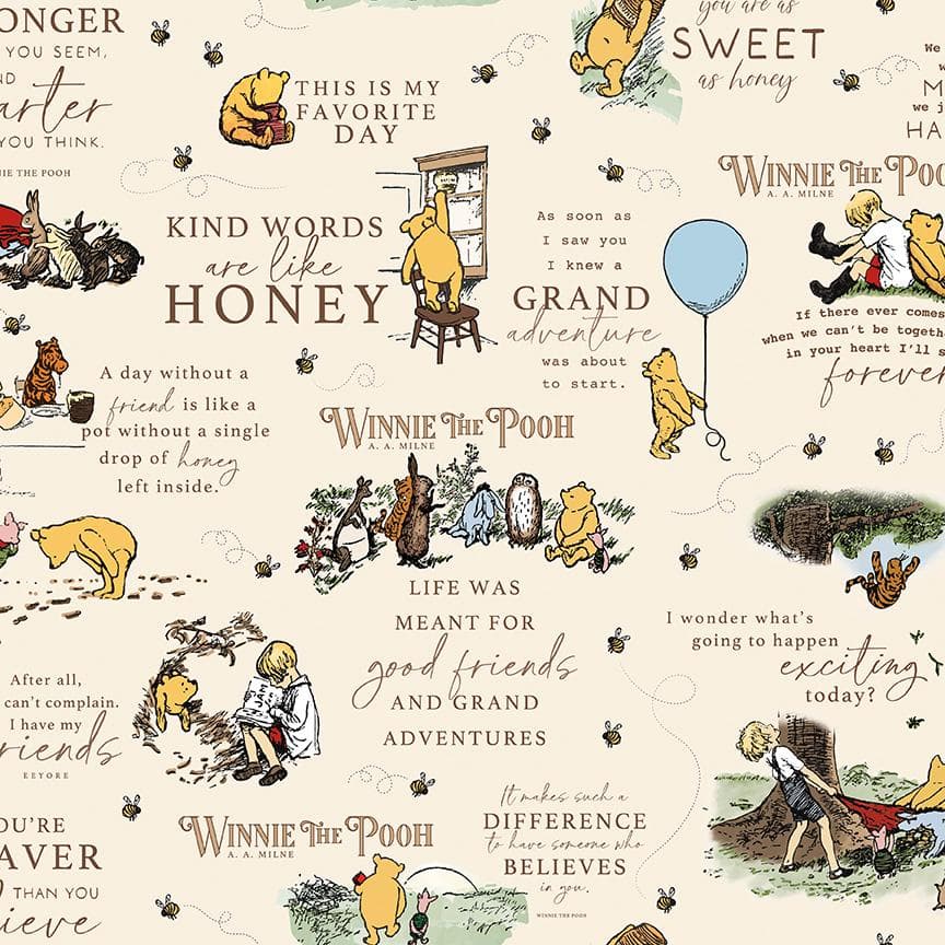 Quotes & Scenes Cream from Winnie the Pooh Collection by Echo Park Paper Co for Riley Blake Designs