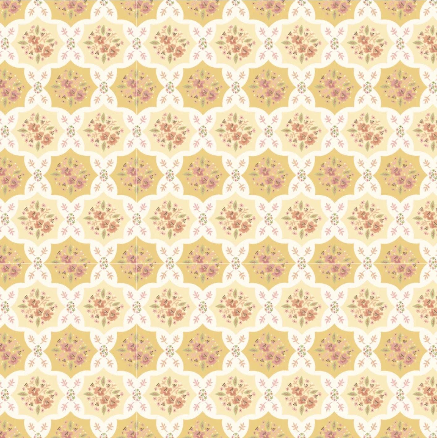 Quilty Patches Yellow from Wildwood Dwellings Collection by Sheri McCulley for Poppie Cotton