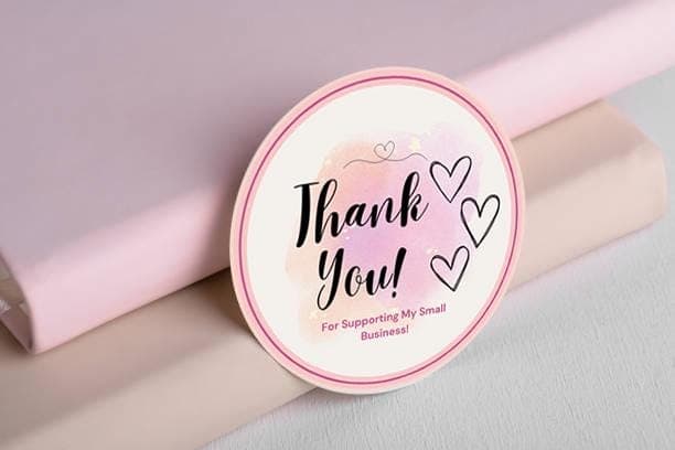 Thank You Stickers! Pink watercolor - image 3
