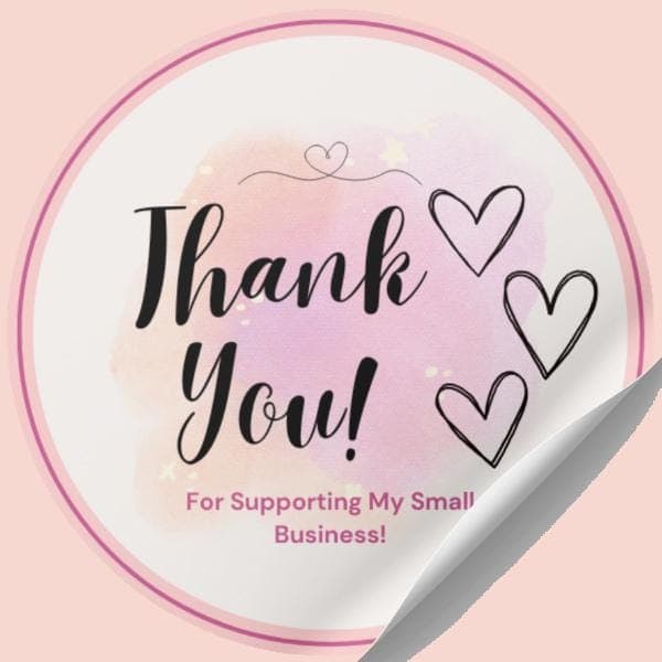 Thank You Stickers! Pink watercolor - image 5