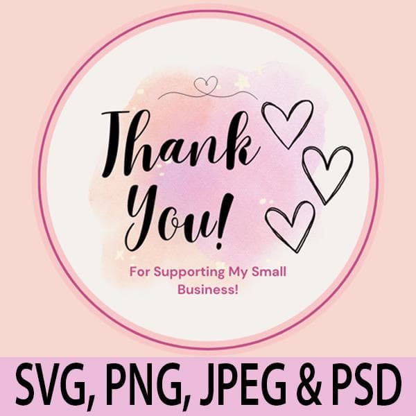 Thank You Stickers! Pink watercolor