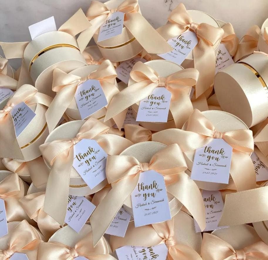 Elegant Wedding Favor Box with Satin Ribbon & Tag. - image 4
