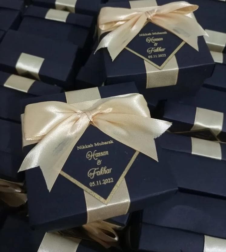 Black & Gold Wedding Favor Boxes/ Pakistani Wedding Gift Box - image 3