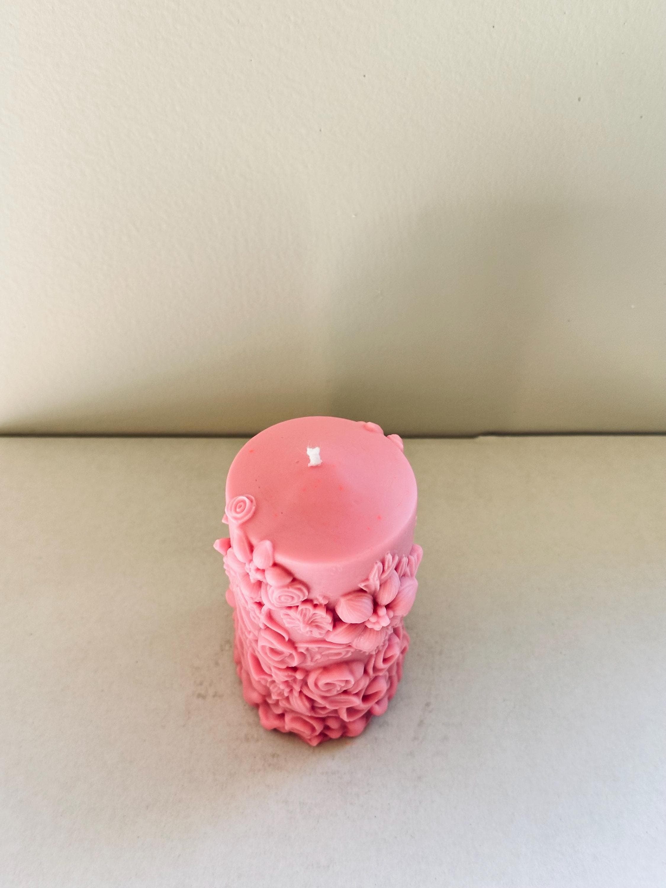 Floral Peony Pillar Candle – Handmade Luxury Decor - image 3