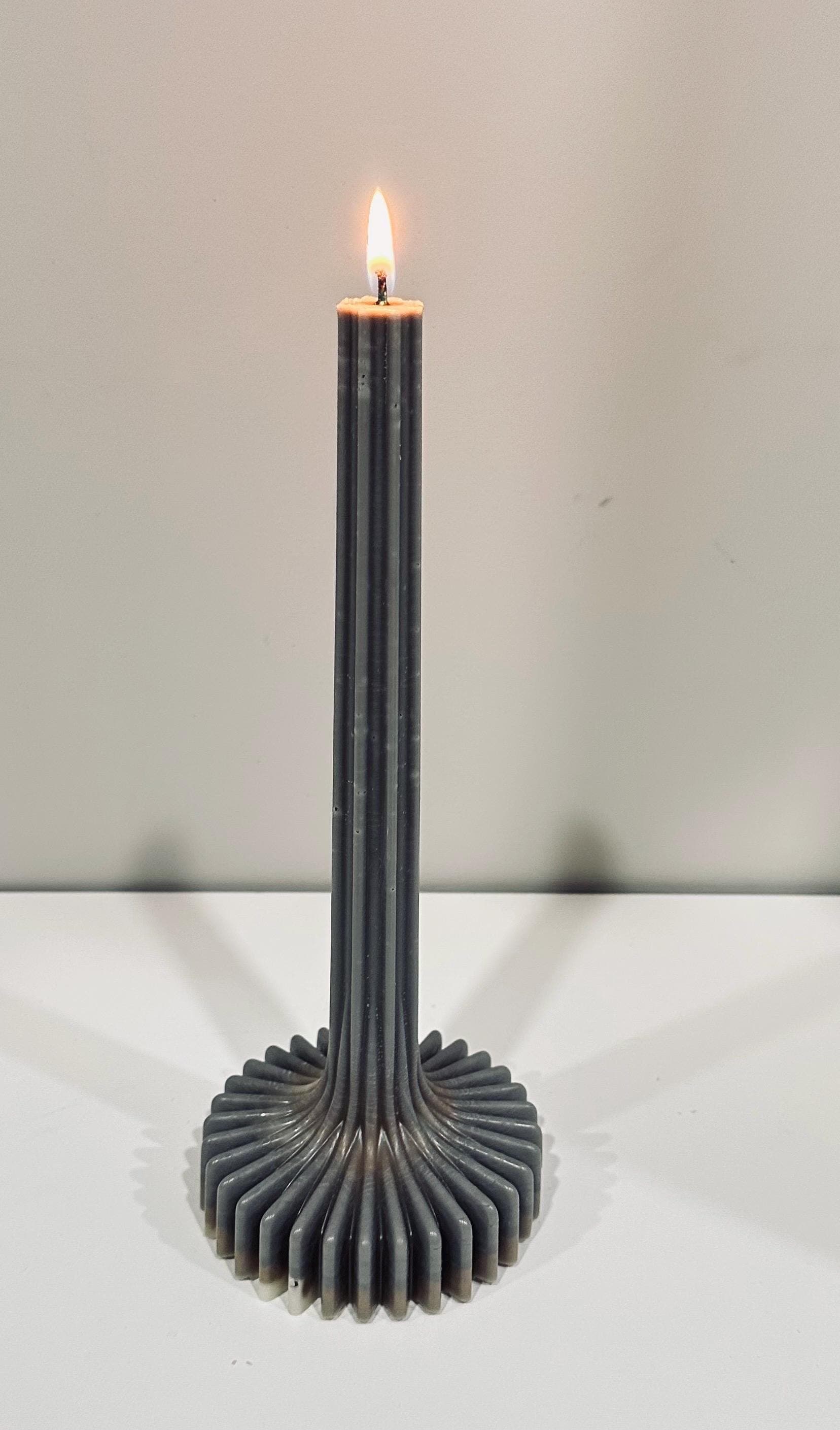 Taper Candle with Ribbed Base | Handmade Soy Wax | Minimalist Home Decor | Sculptural Candle - image 4