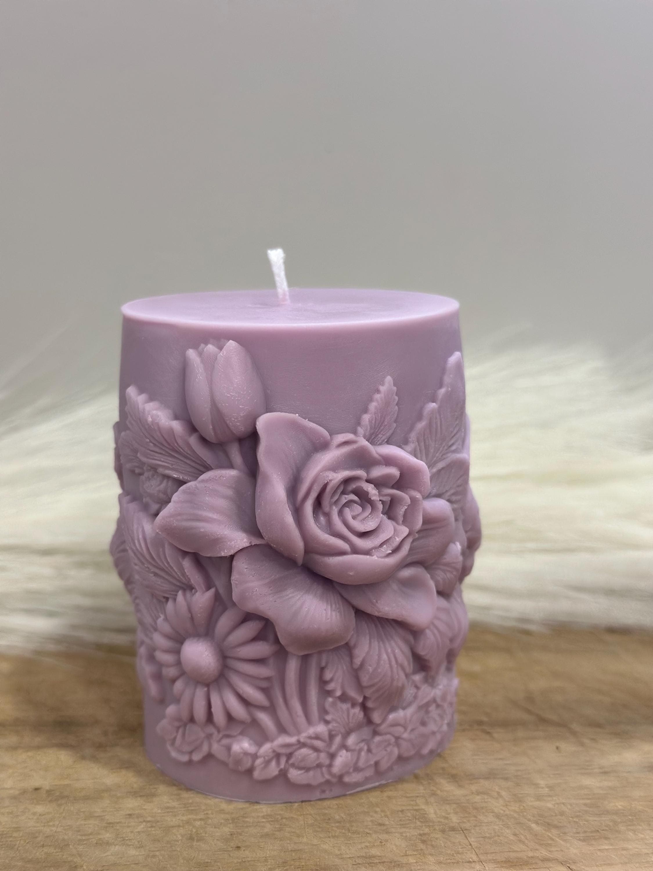 Floral Rose Candle | Handmade Pillar Candle | Elegant Home Decor - image 4