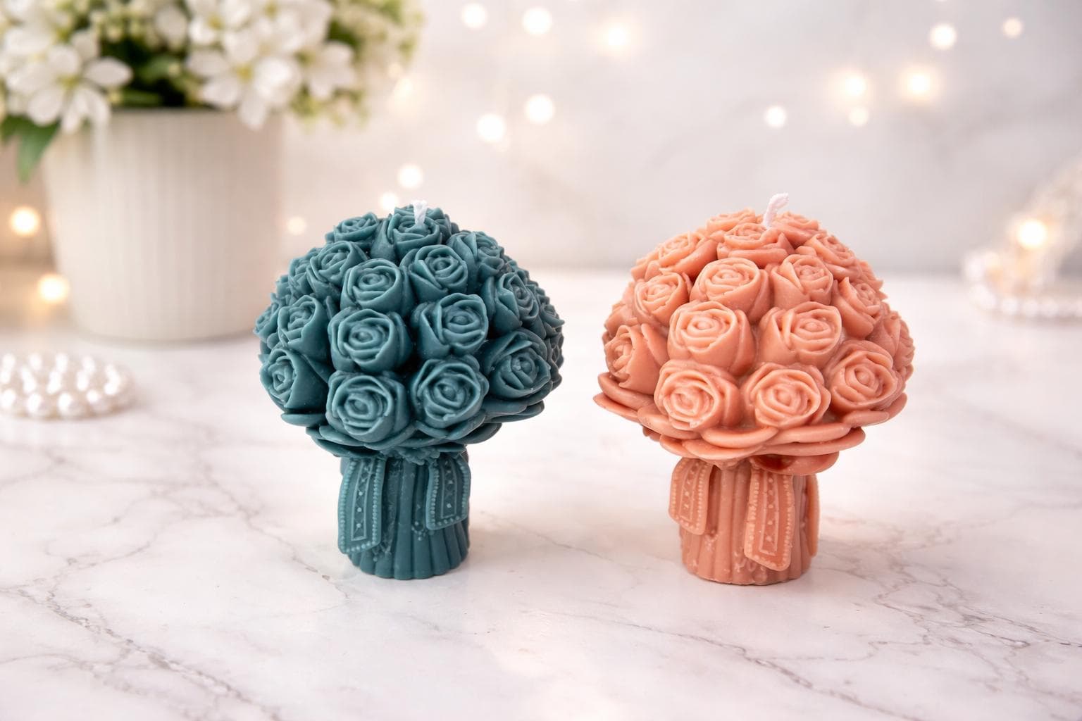 Bouquet Candle | Floral Gift for Her | Romantic Decor | Handmade Soy Candle | Wedding Gift