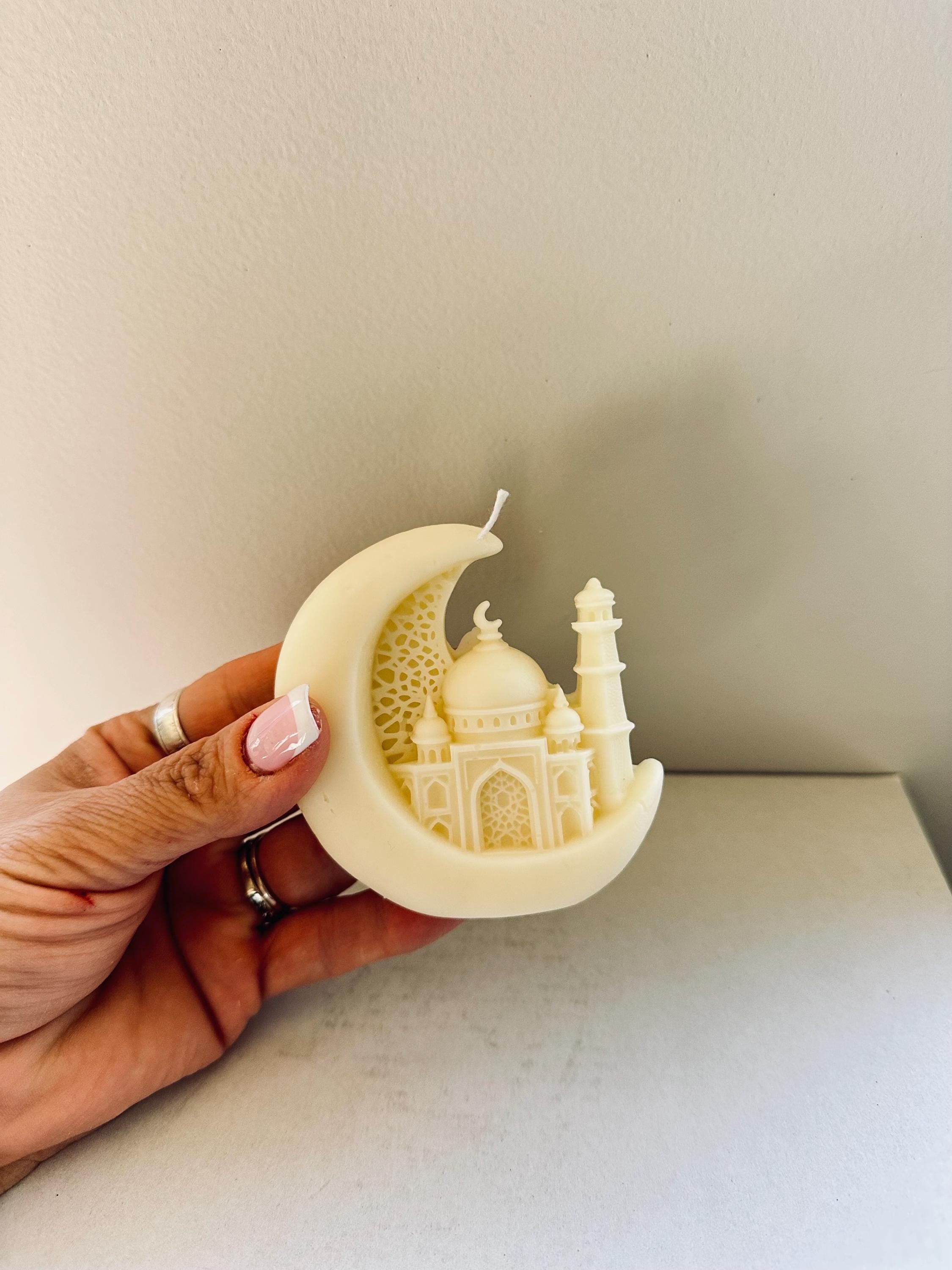 Ramadan Moon Candle | Crescent & Mosque Design | Islamic Decor | Handmade Soy Wax | Eid Gift Idea - image 3