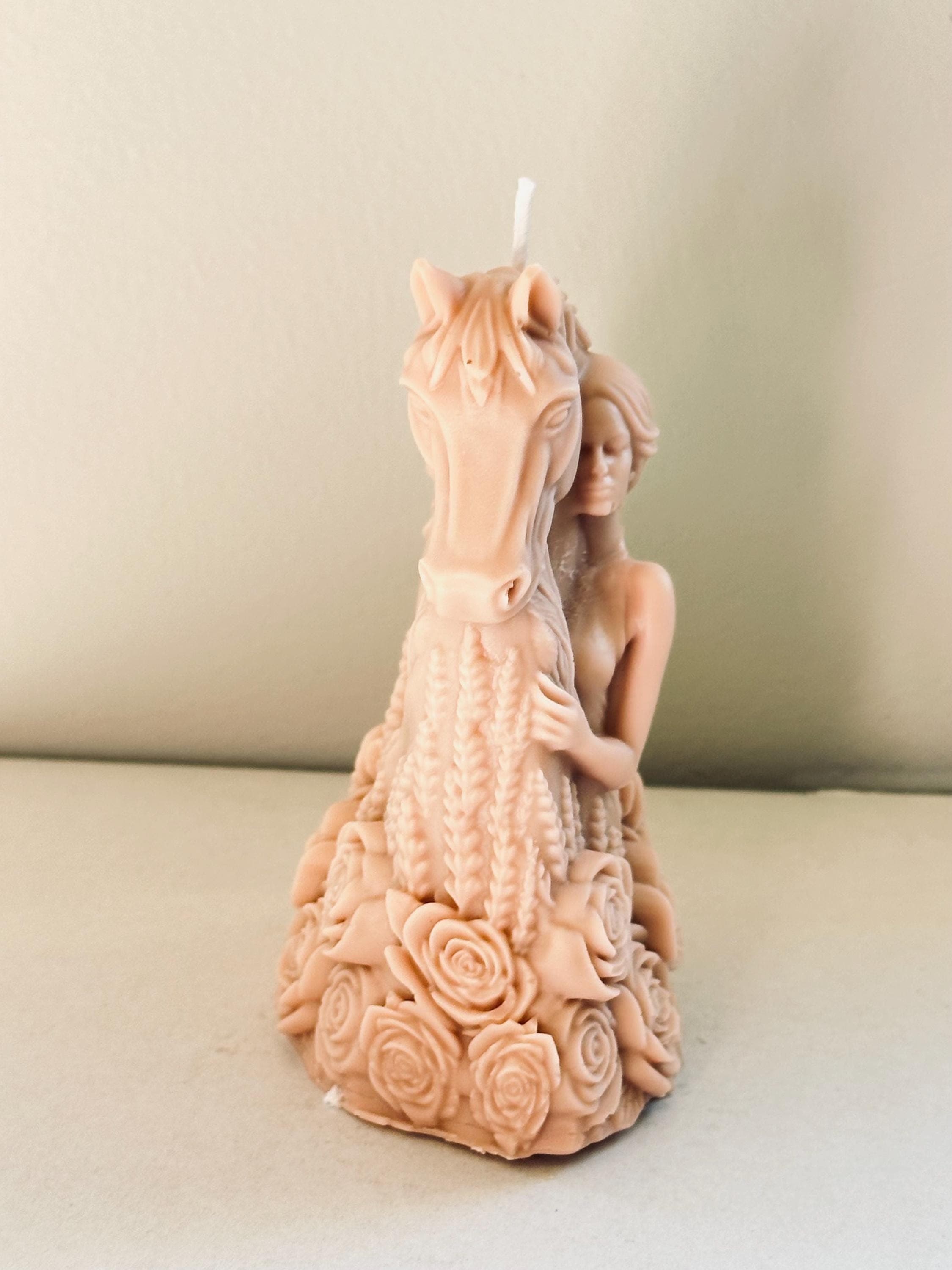 Horse Candle Horse & Woman Sculpture Candle | Romantic Floral Soy Wax Candle | Luxury Handmade Decor Gift - image 3