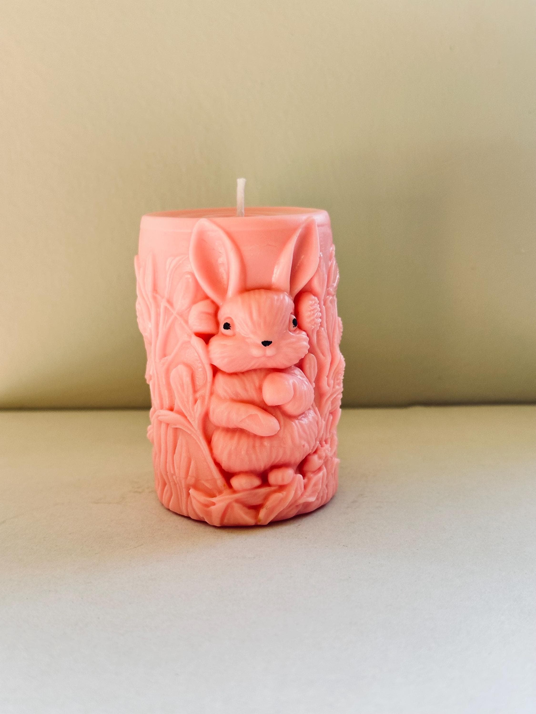 Bunny Candle | Easter Soy Wax Candle | Baby Shower Gift | Handmade Animal Candle | Pink Aesthetic Deco - image 3