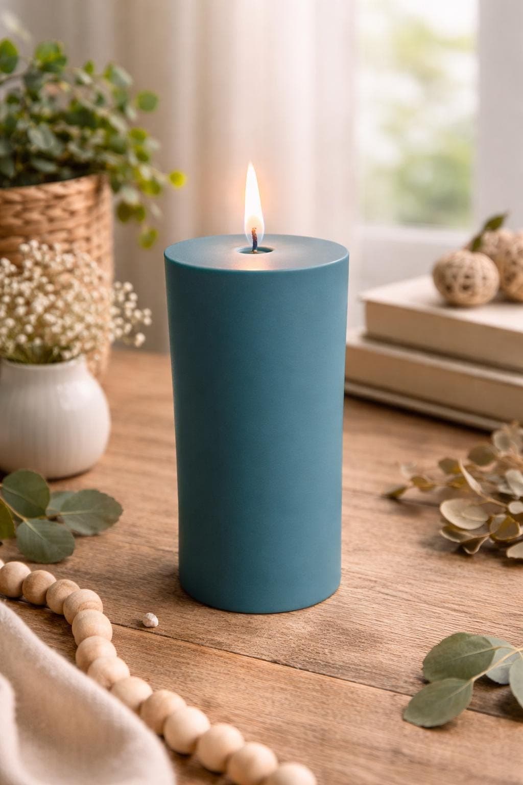 Modern Teal Candle | Soy Wax Pillar | Minimalist Home Decor | Elegant Gift Idea - image 4