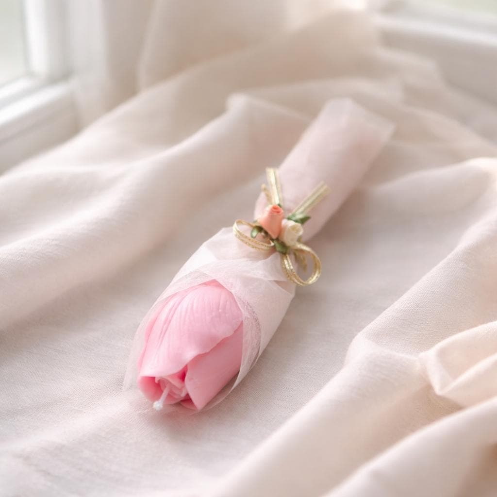 Tulip Candle – Handmade Floral Gift, Aesthetic Romantic Decor, Baby Shower Favor