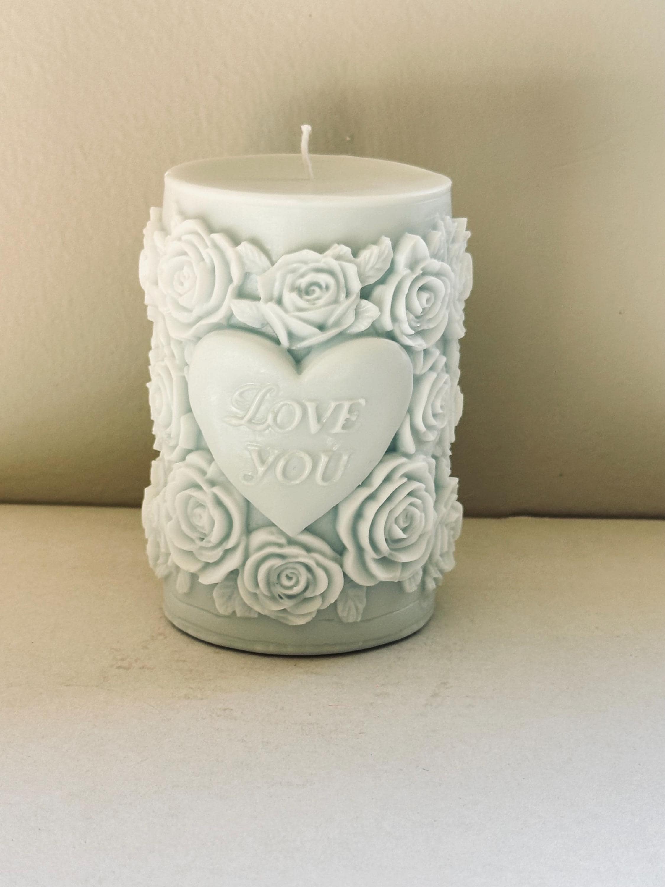 Flower Love You Candle – Romantic Rose Pillar, Gift for Her, Handmade Soy Candle - image 4