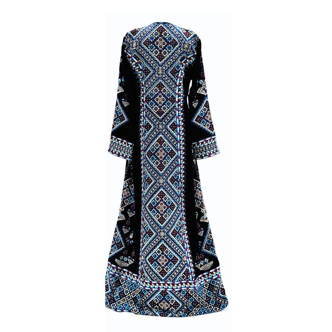 Palestinian Embroidered Dress – Colorful Mosaic Geometric Design - image 4