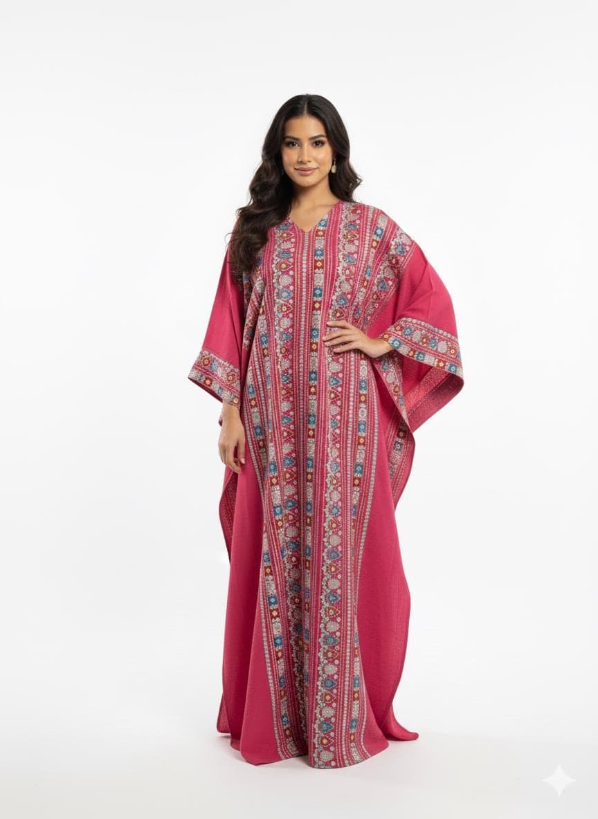 Arab Embroidered Butterfly Thobe Dress with Mirror-Style Detailing