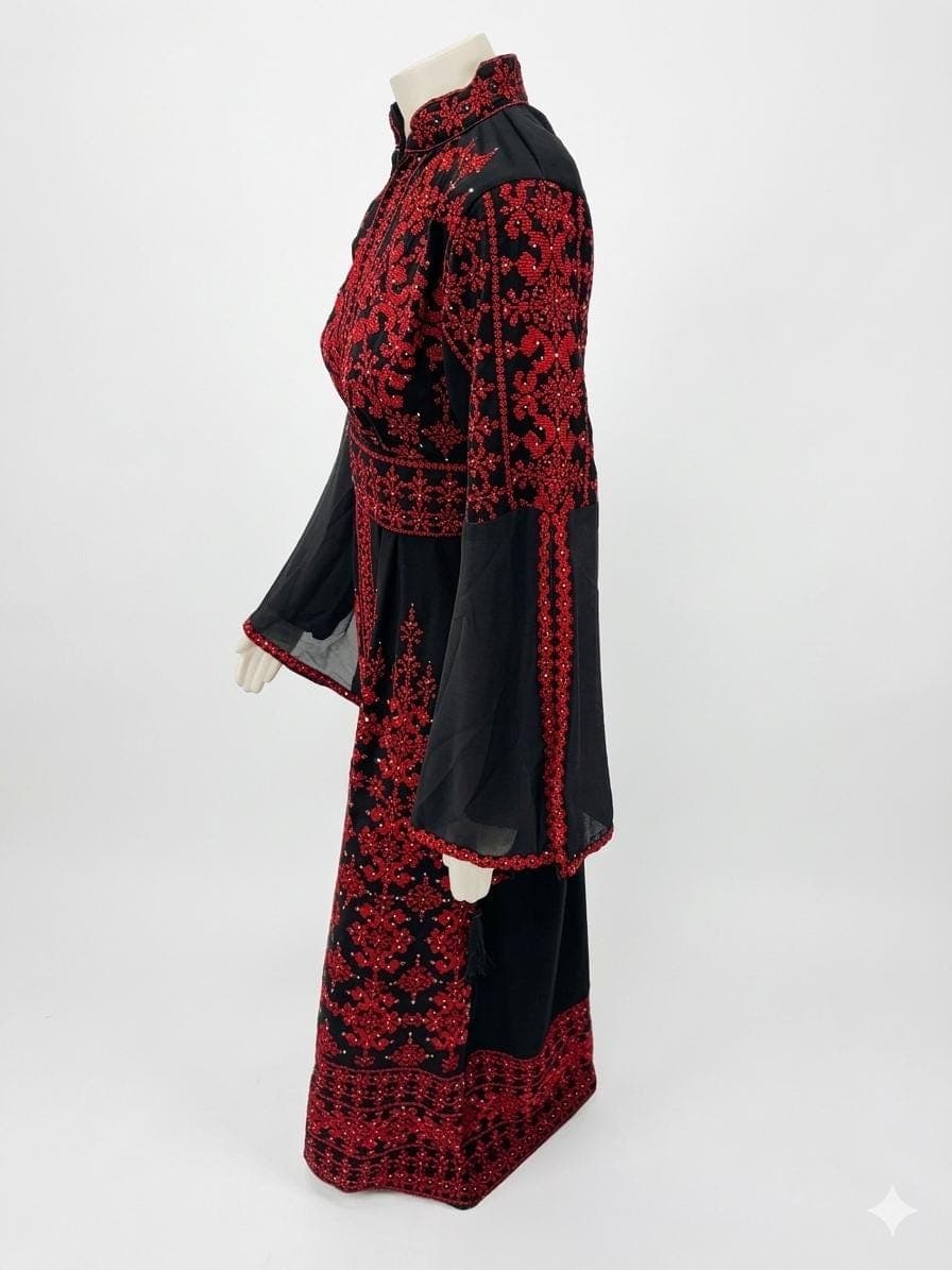 Front Zipper Embroidered Abaya Dress with Belt – Modest Maxi Abaya for Women - image 5