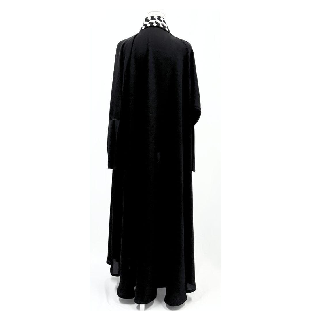 Black Abaya with White Embroidery - Saudi Open Style Abaya for Women - image 5