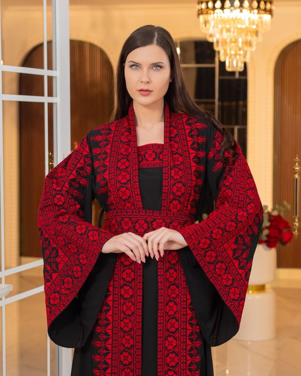 Embroidered Palestinian Style Traditional 2-Piece Abaya - image 4