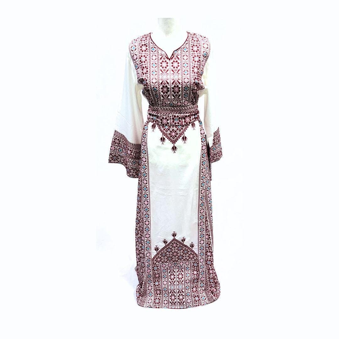 Traditional Palestinian Embroidered Thobe with Belt - image 5