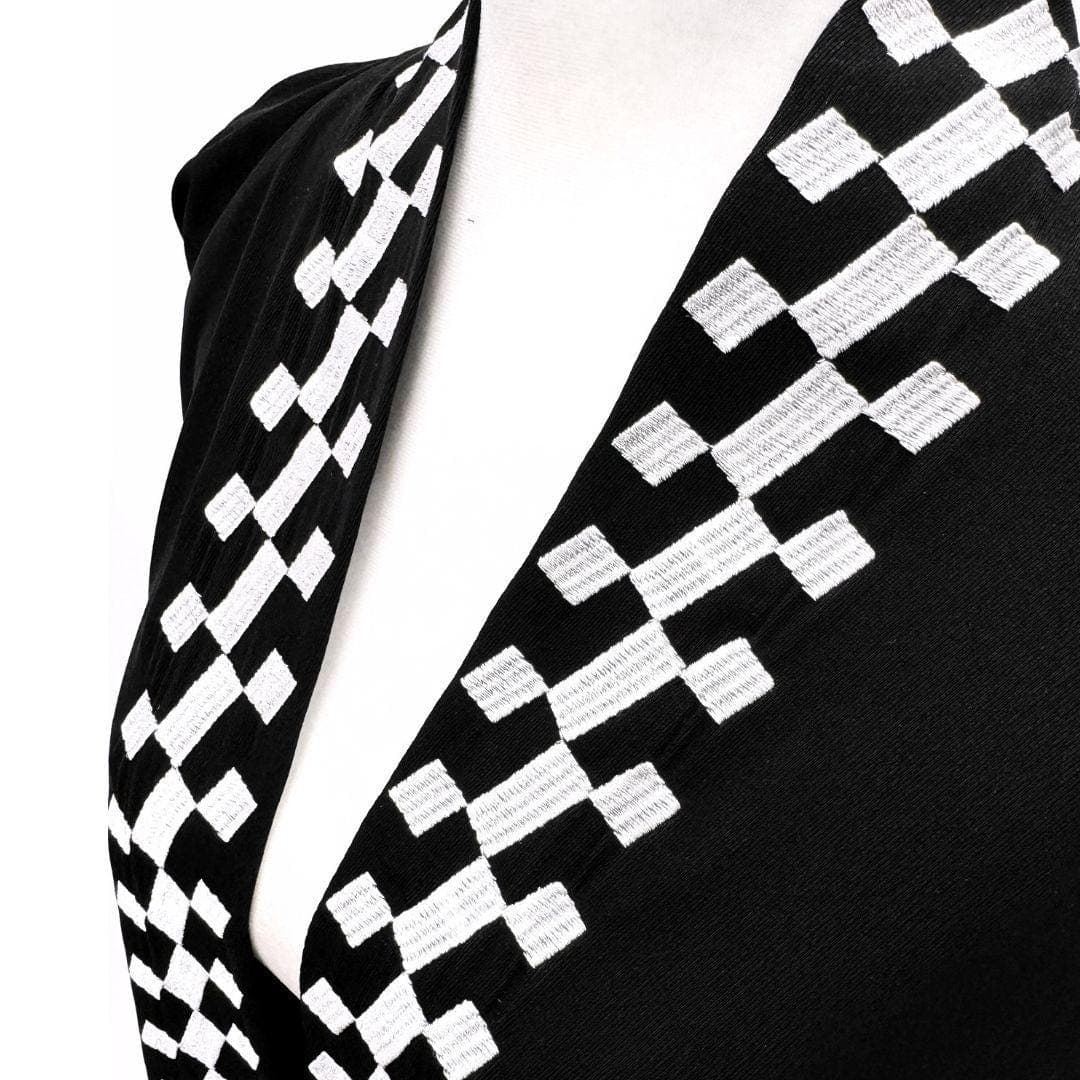 Black Abaya with White Embroidery - Saudi Open Style Abaya for Women - image 3