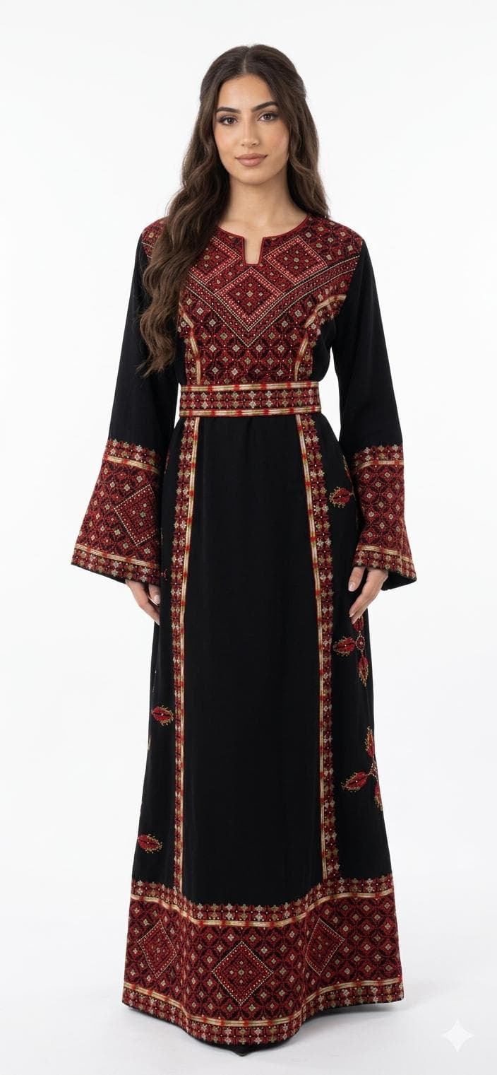 Embroidered Palestinian Rhombus Dress Traditional Pattern - image 3