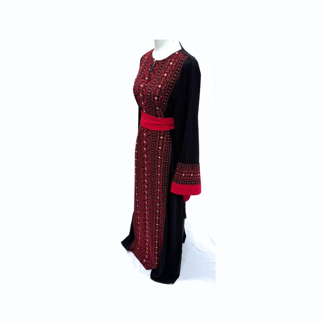 Embroidered Thobe Tatreez with Satin Belt - image 4