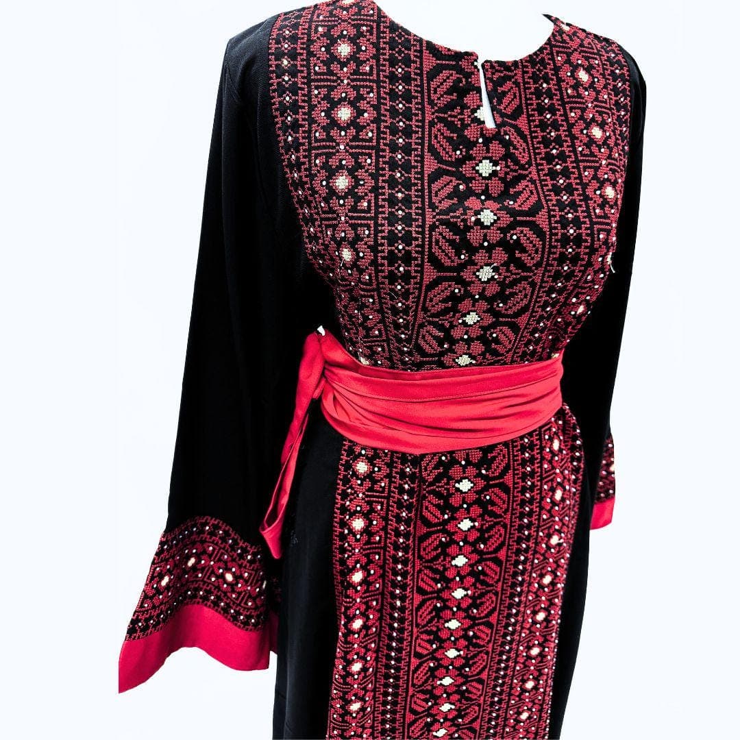 Embroidered Thobe Tatreez with Satin Belt - image 5