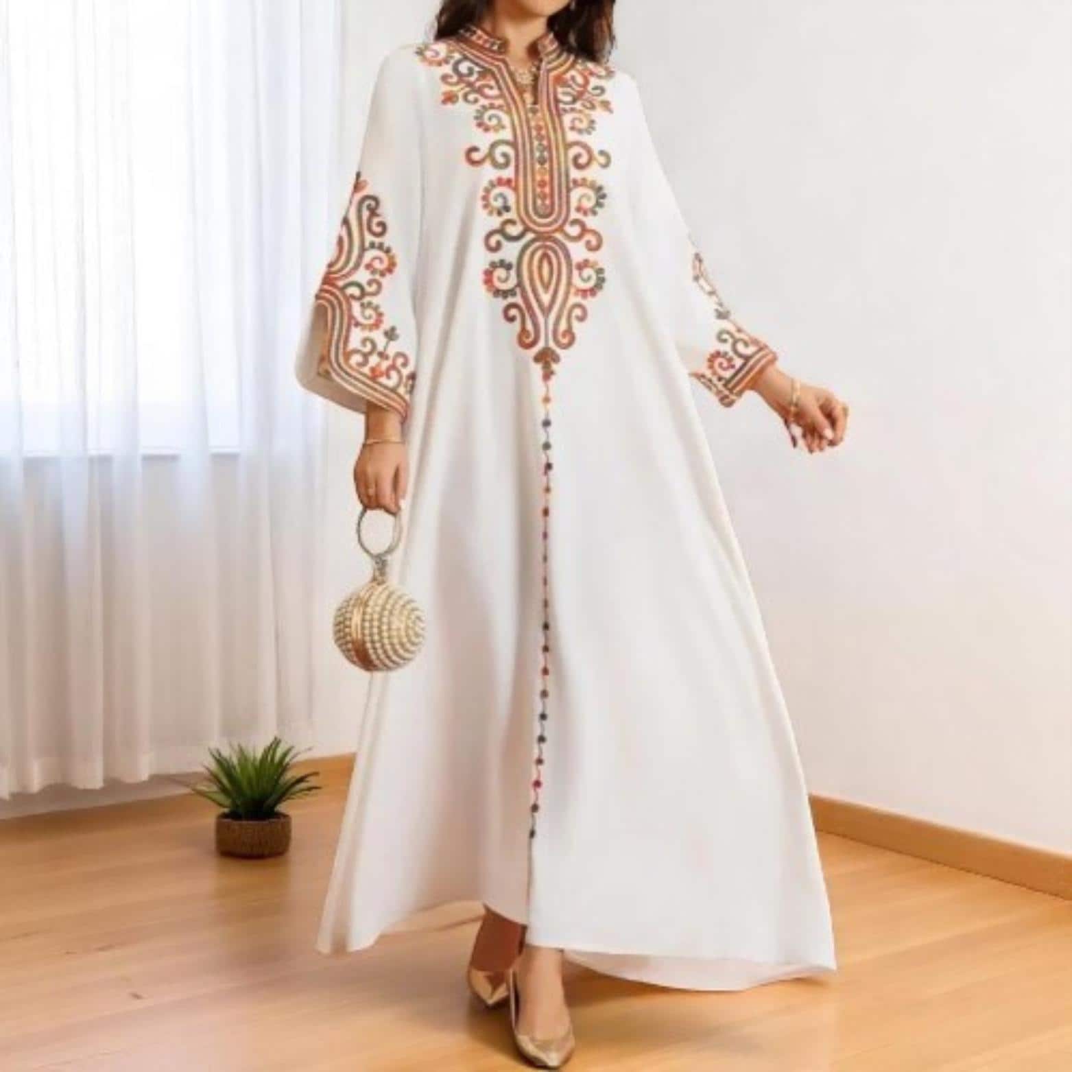 Embroidered Abaya Dress: Ramadan Kaftan, Morocco Dubai Style - image 3