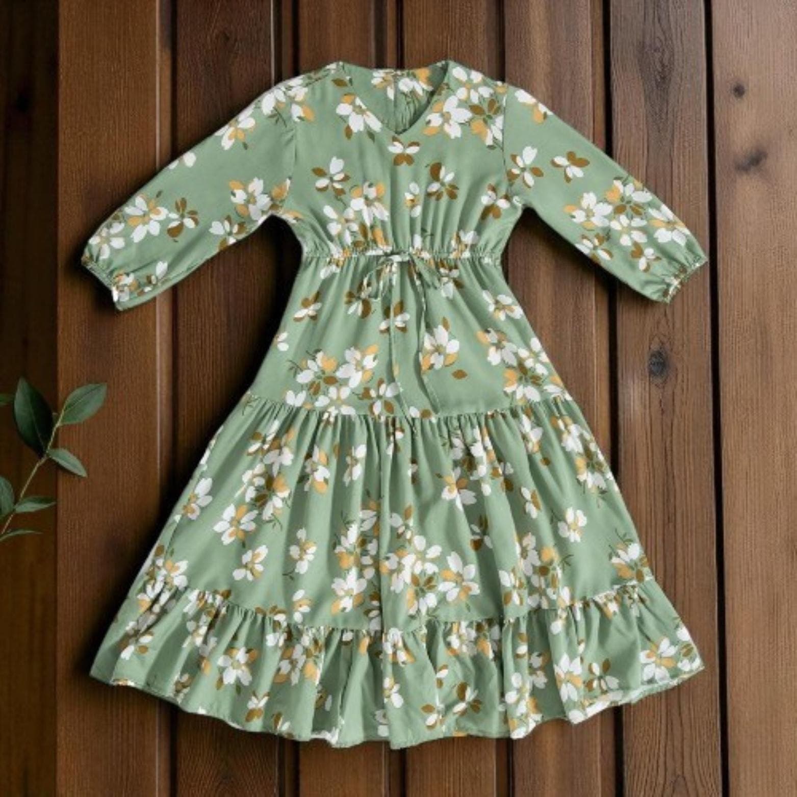 Girls' Floral Print Abaya β Muslim Eid Party Dress, Islamic Kaftan - image 4