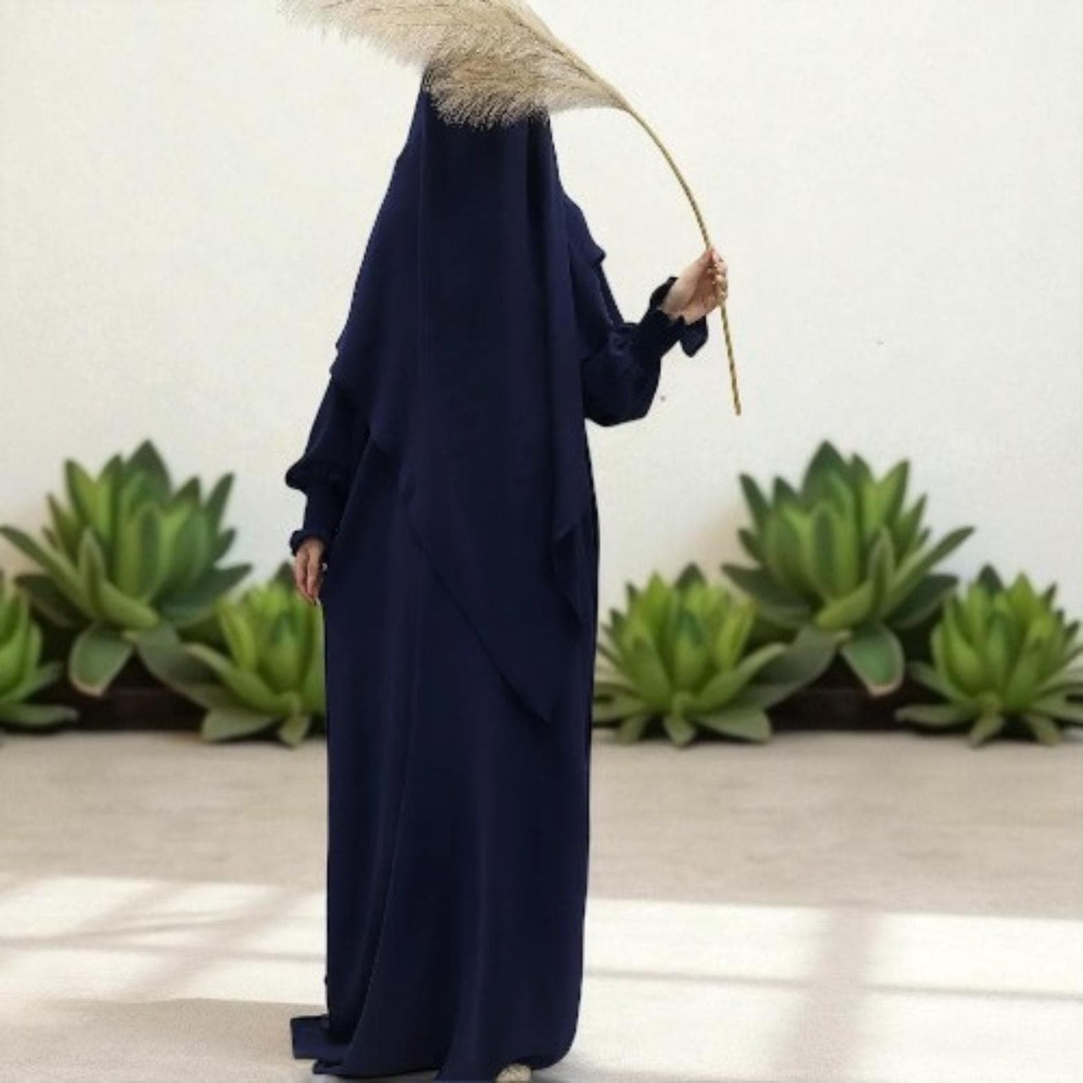 Ramadan Modest Abaya Dress with Headscarf: Islamic Kaftan Robe - image 5