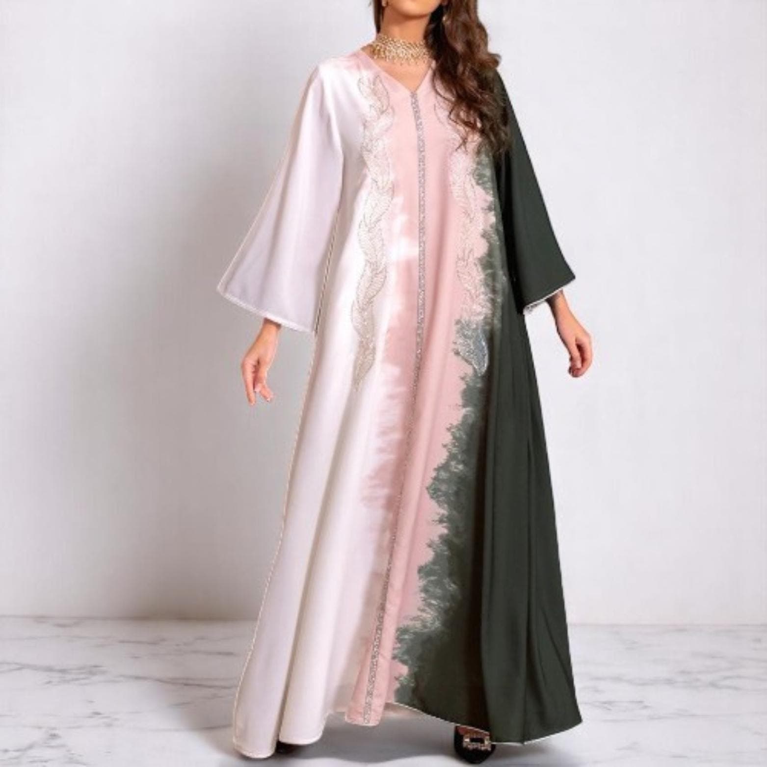 Tie Dye Abaya: Beaded Dubai Fashion Robe - image 4