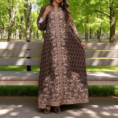 Eid Abaya Dress: Diamond Kaftan, Moroccan Jellabiya Robe - image 4