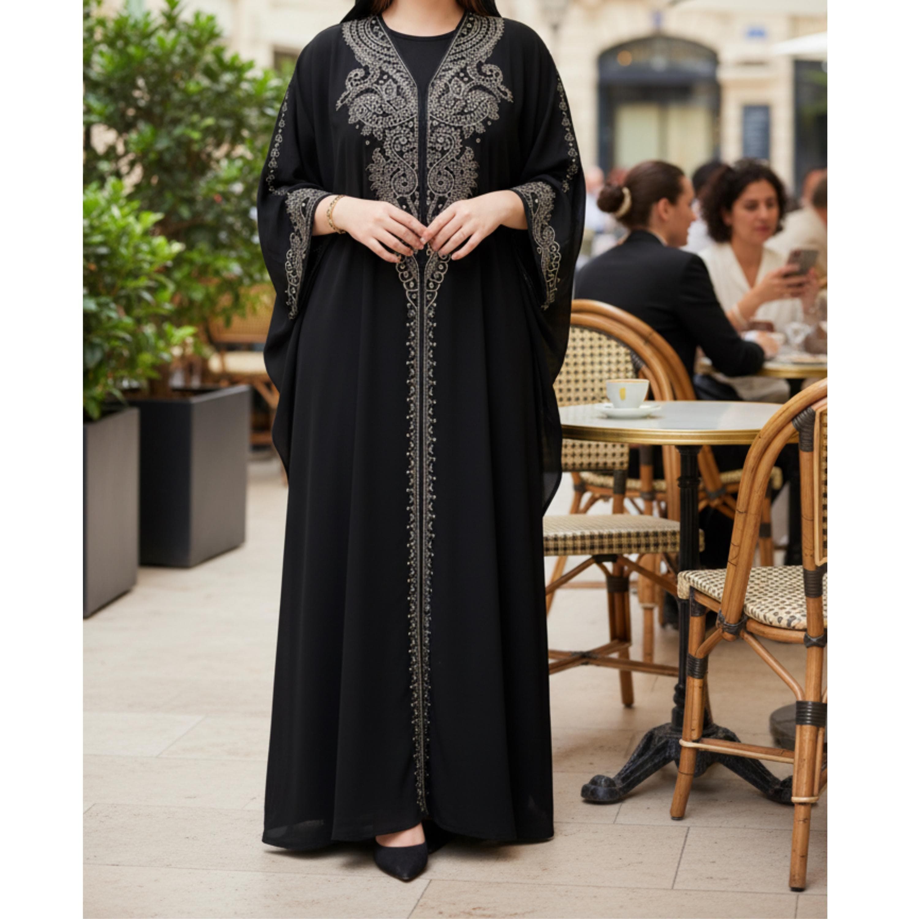Hooded Diamond Abaya: Muslim Women's Eid Dress, Dubai Kaftan