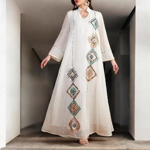 Sequin Abaya Kaftan: Muslim Eid Dress, Ramadan Jalabiya Robe - image 4