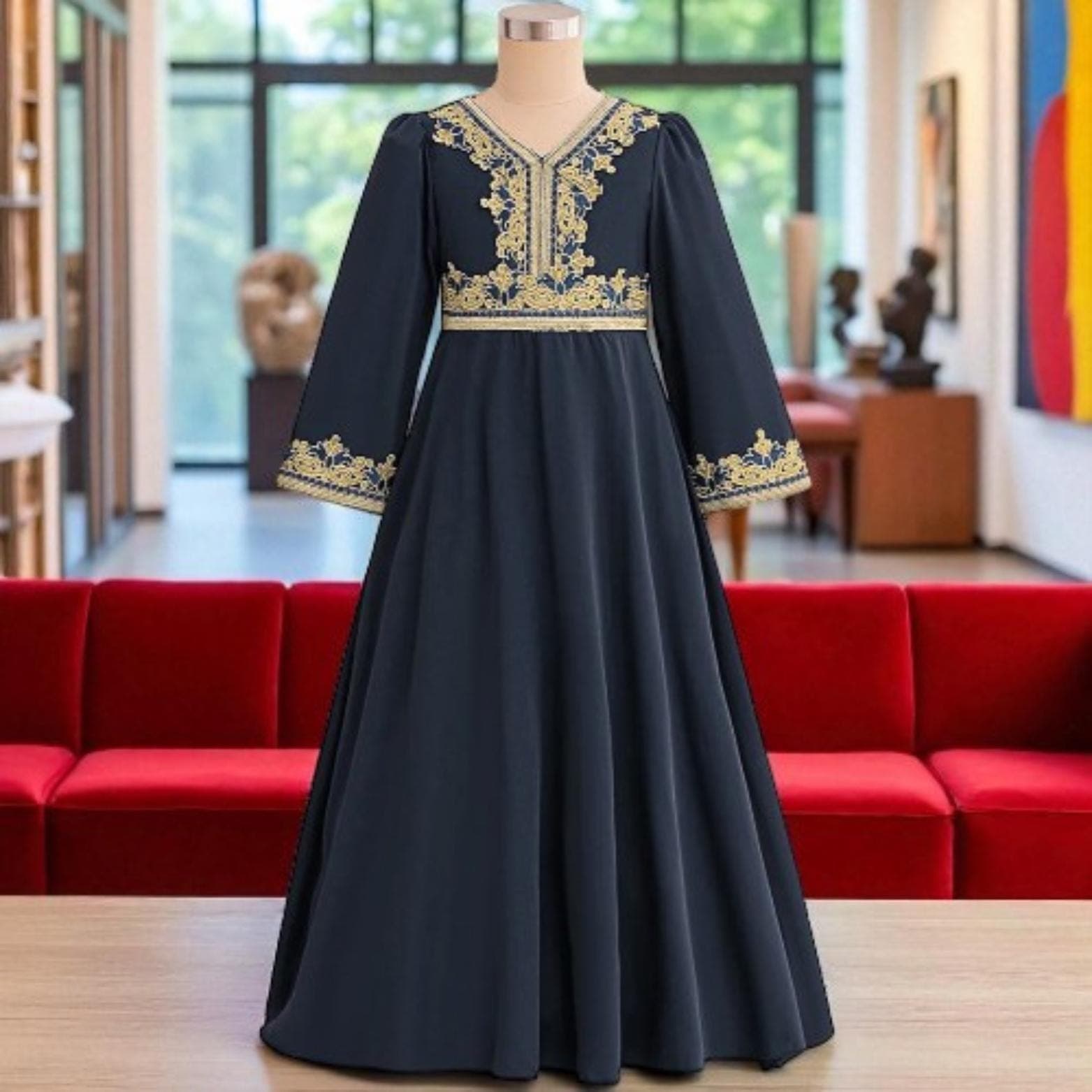 Sequin Muslim Girl Dress β Long Sleeve Ramadan Robe, Dubai Party Outfit - image 3