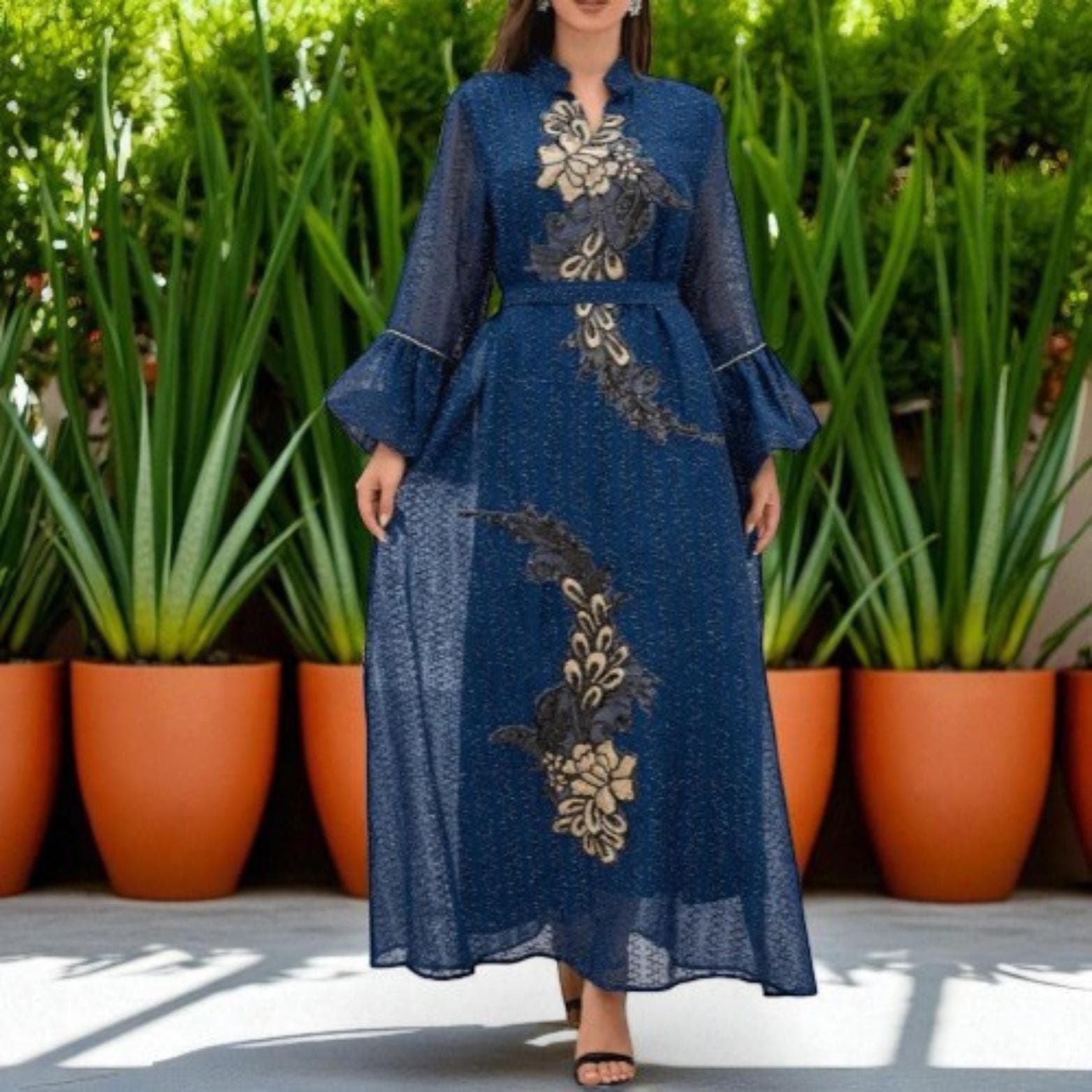 2025 Middle East Muslim Women's Wear β New Dubai Abaya Embroidered Robe Dress - image 4